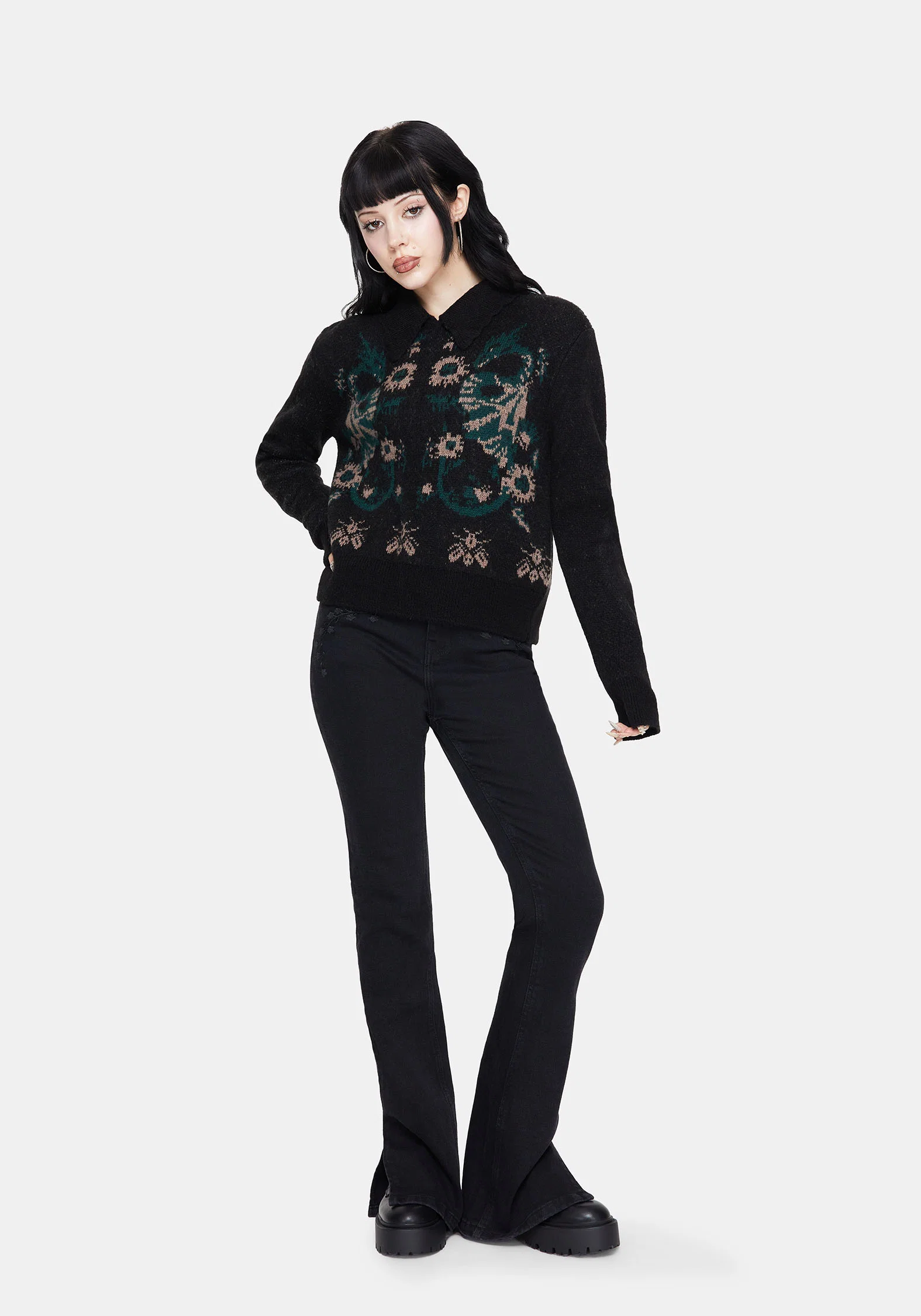 Aura Dragon Jacquard Collar Knit Jumper - Image 6