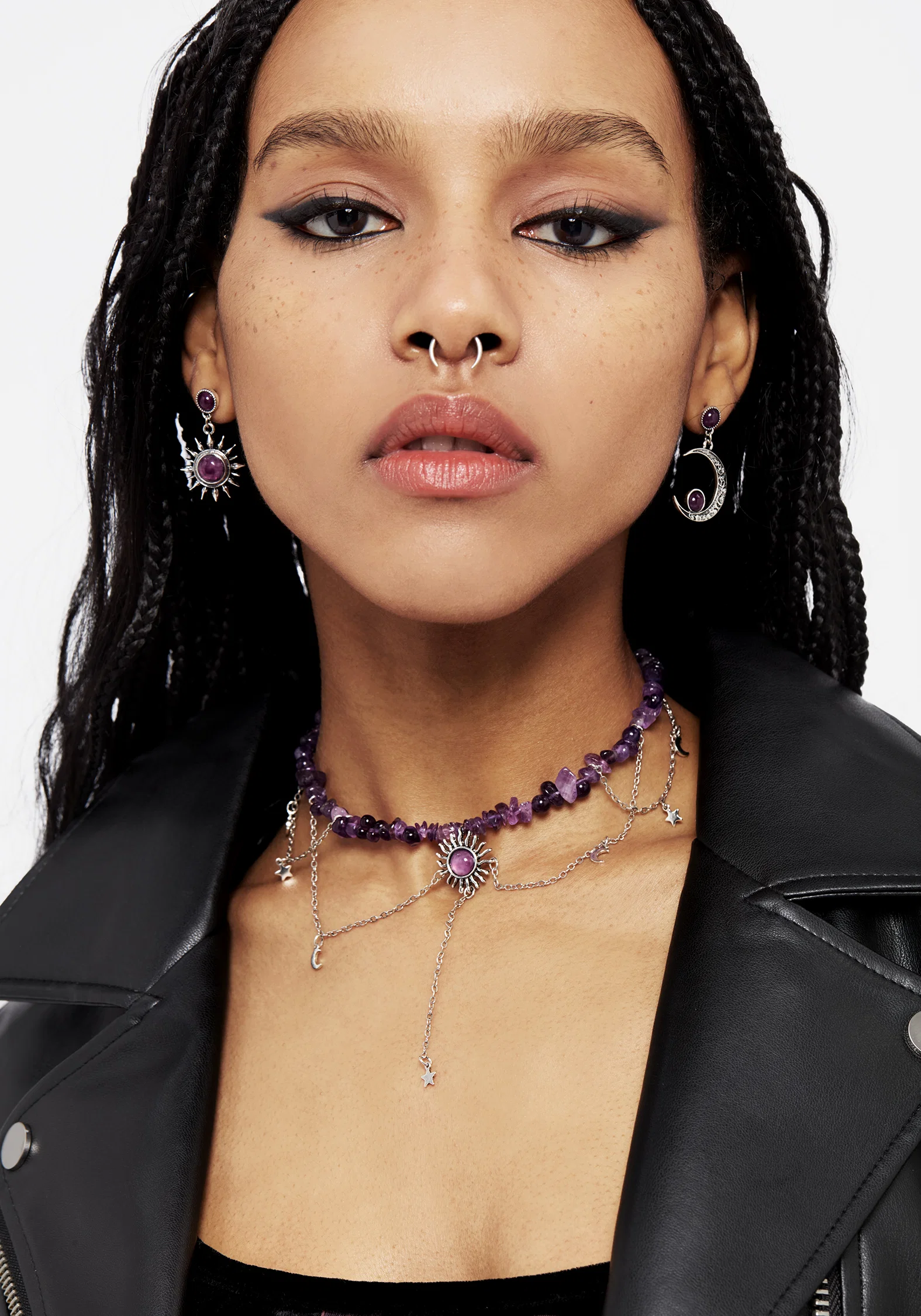 Aurora Gem Choker Necklace - Purple - Image 3