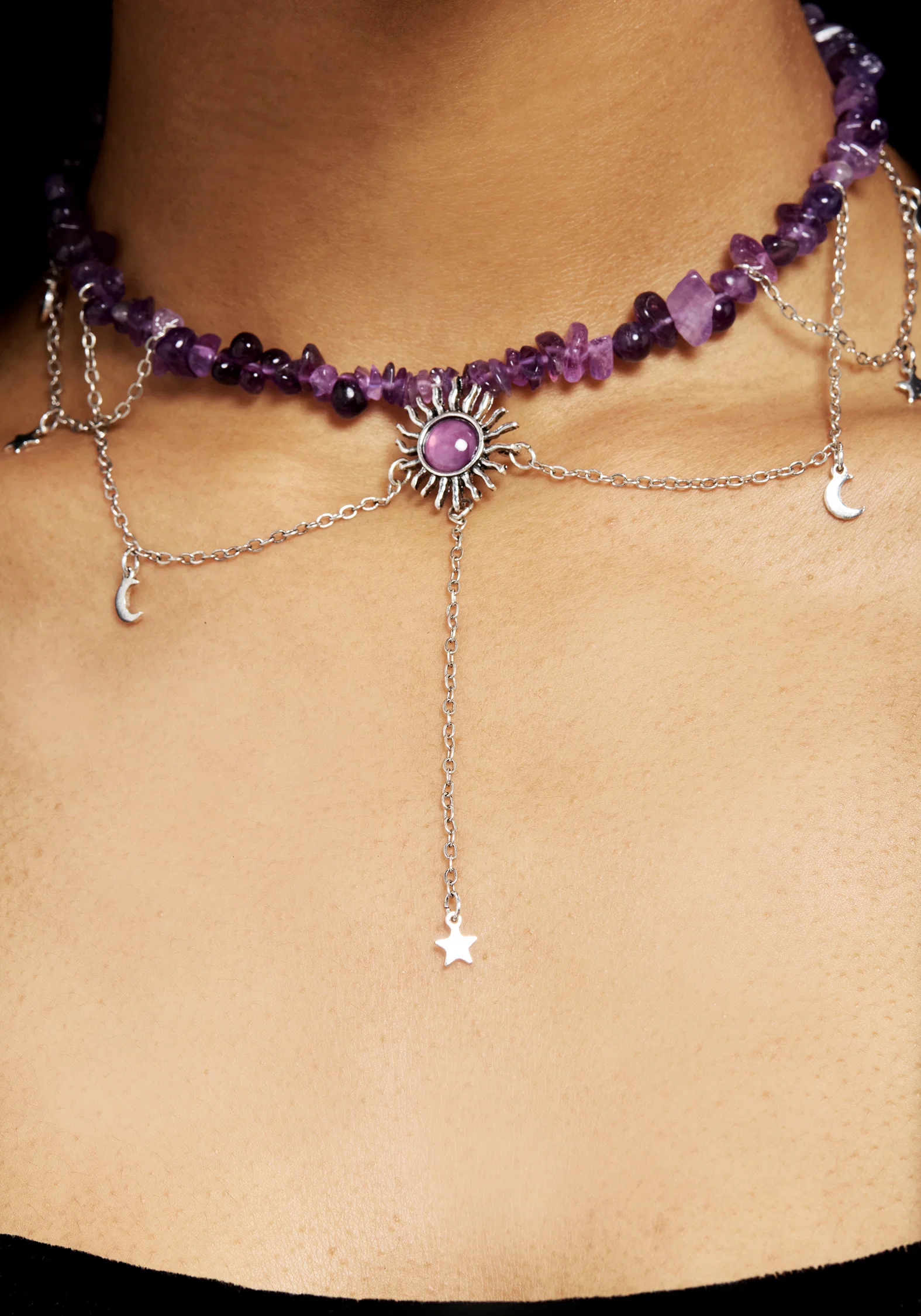 Aurora Gem Choker Necklace - Purple - Image 5