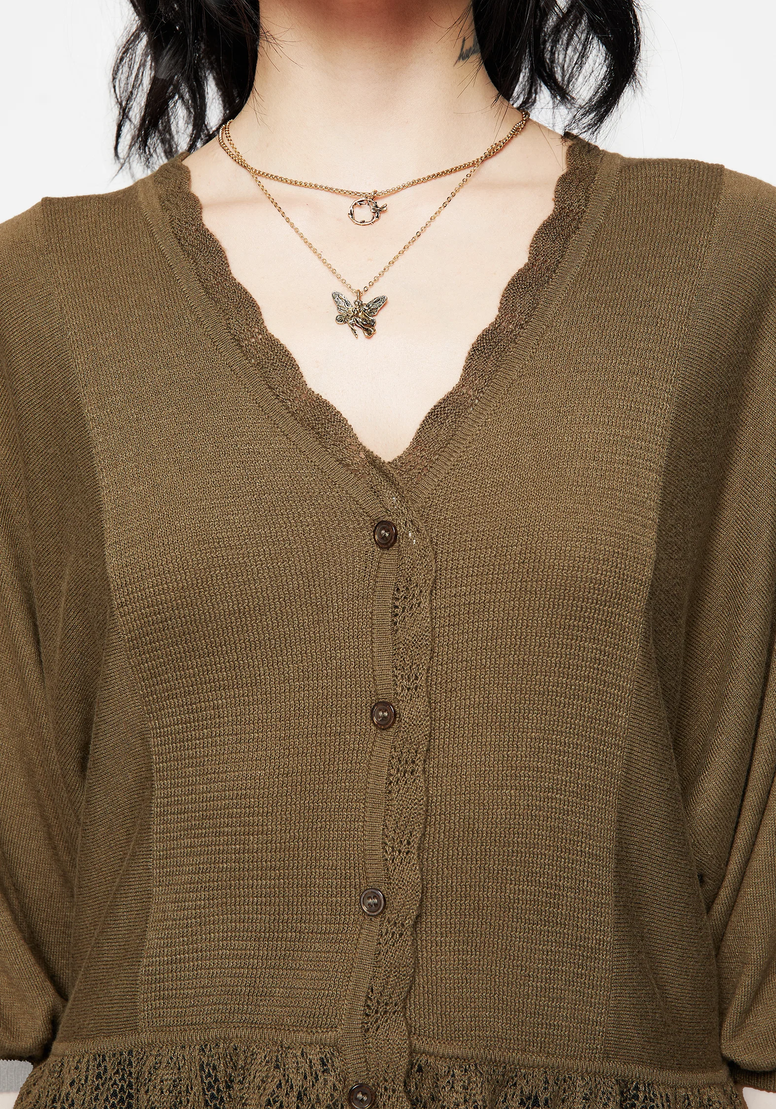 Avalon Puff Sleeve Button Up Knit Blouse - Image 2