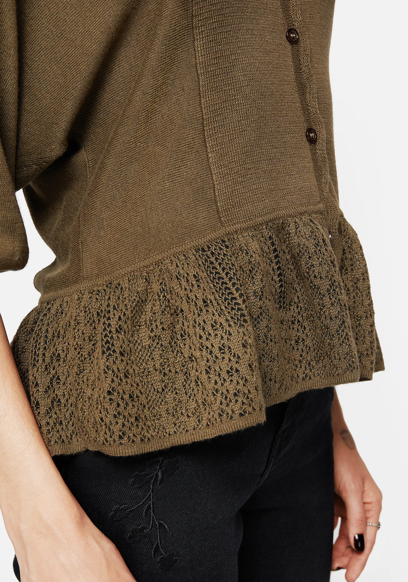 Avalon Puff Sleeve Button Up Knit Blouse - Image 5