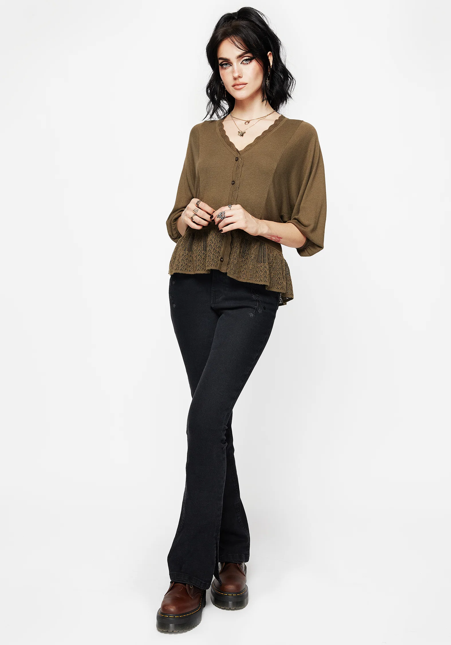 Avalon Puff Sleeve Button Up Knit Blouse - Image 6
