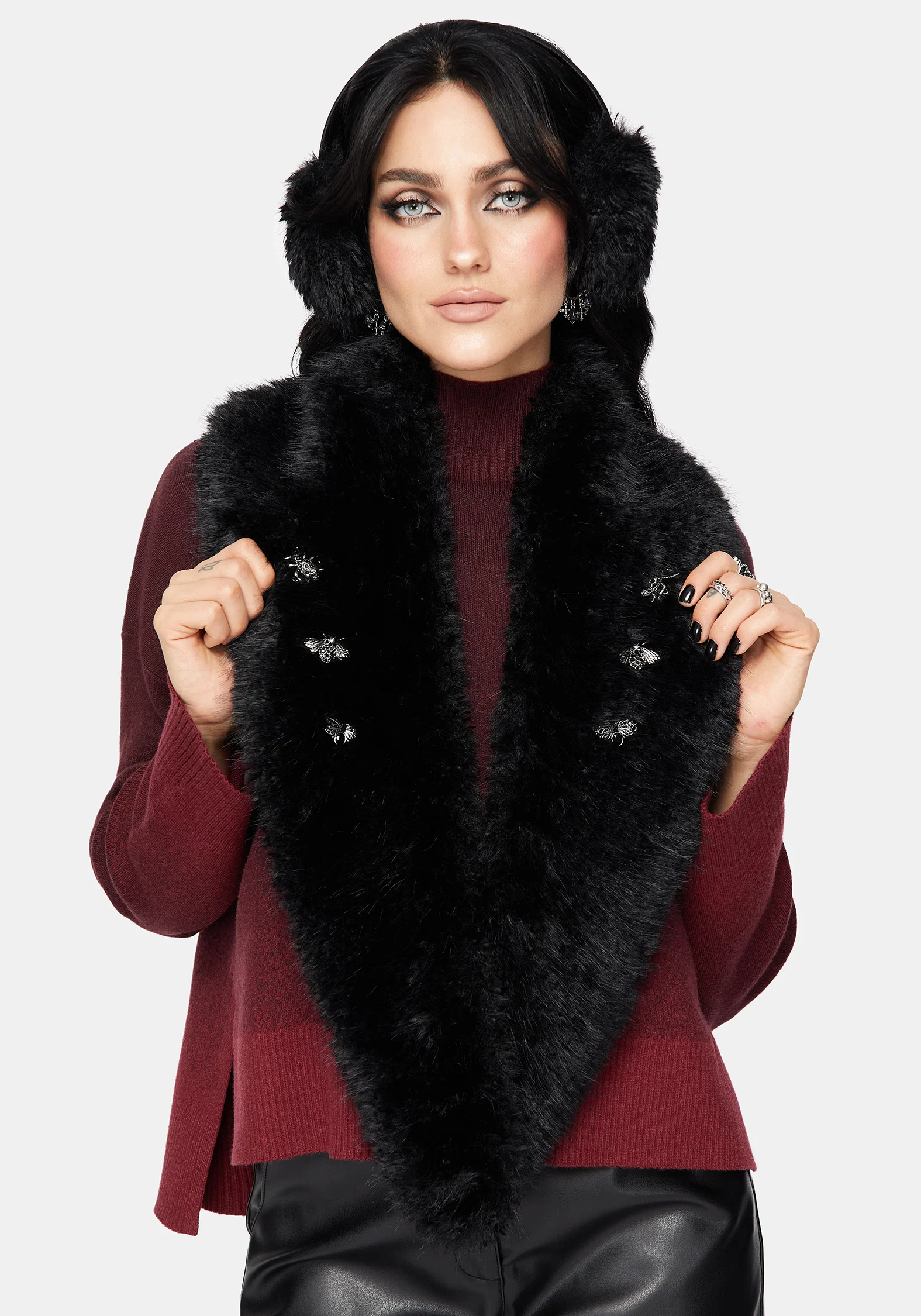 Aven Bug Faux Fur Scarf Collar - Image 4