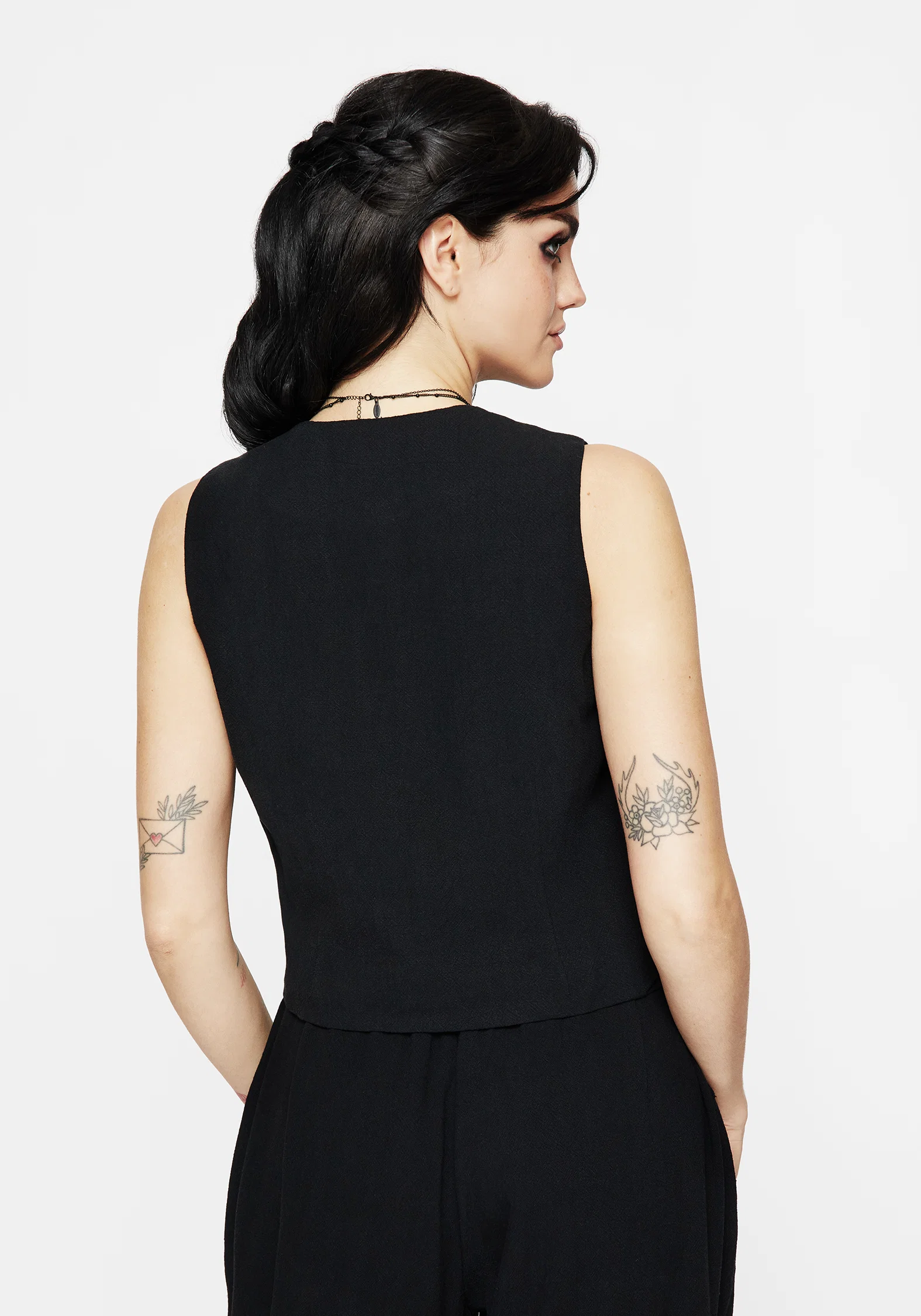Aya Embroidered Linen Blend Button Front Waistcoat - Image 3