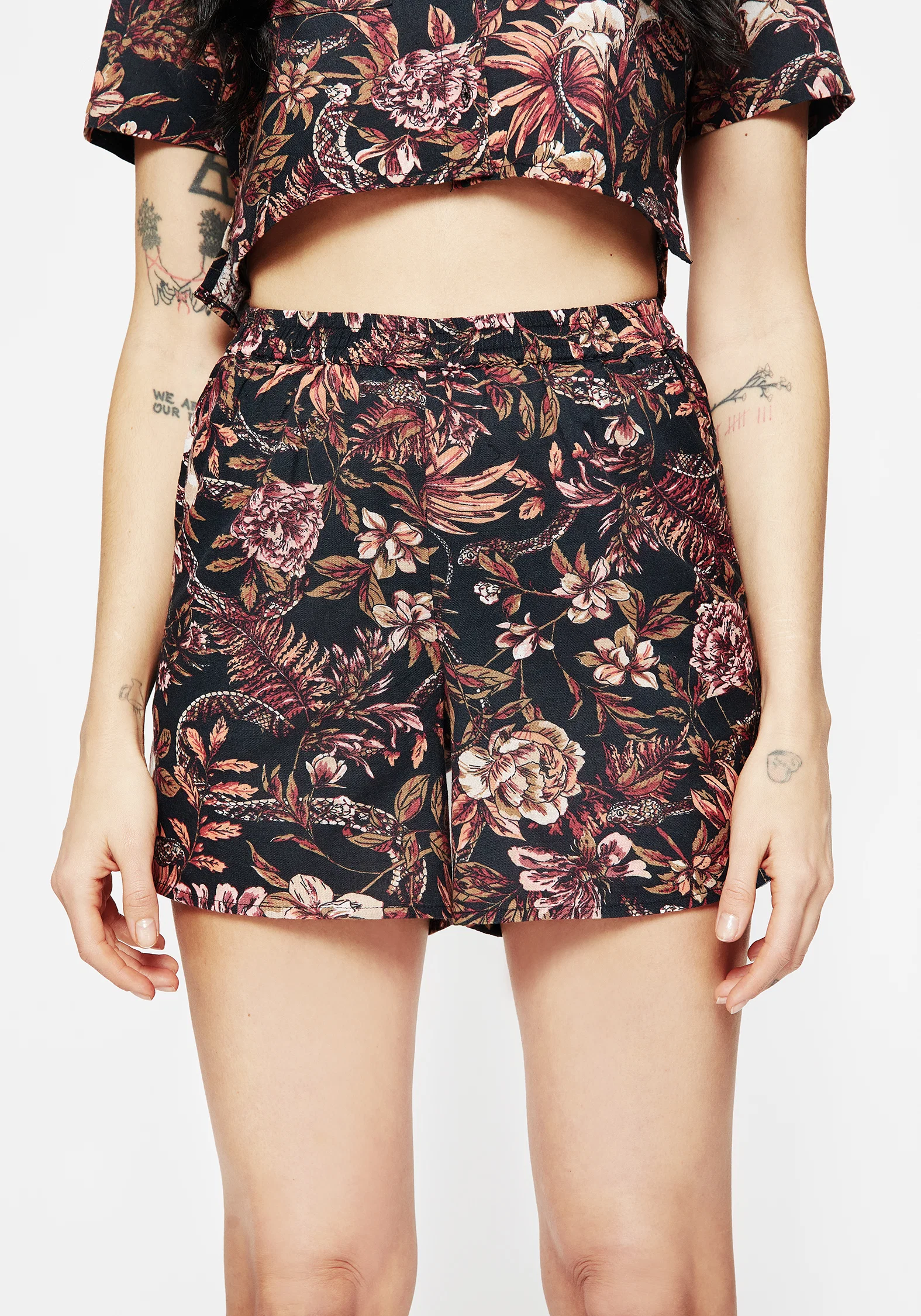 Bashe Cotton Floral Snake Print Shorts - Image 2