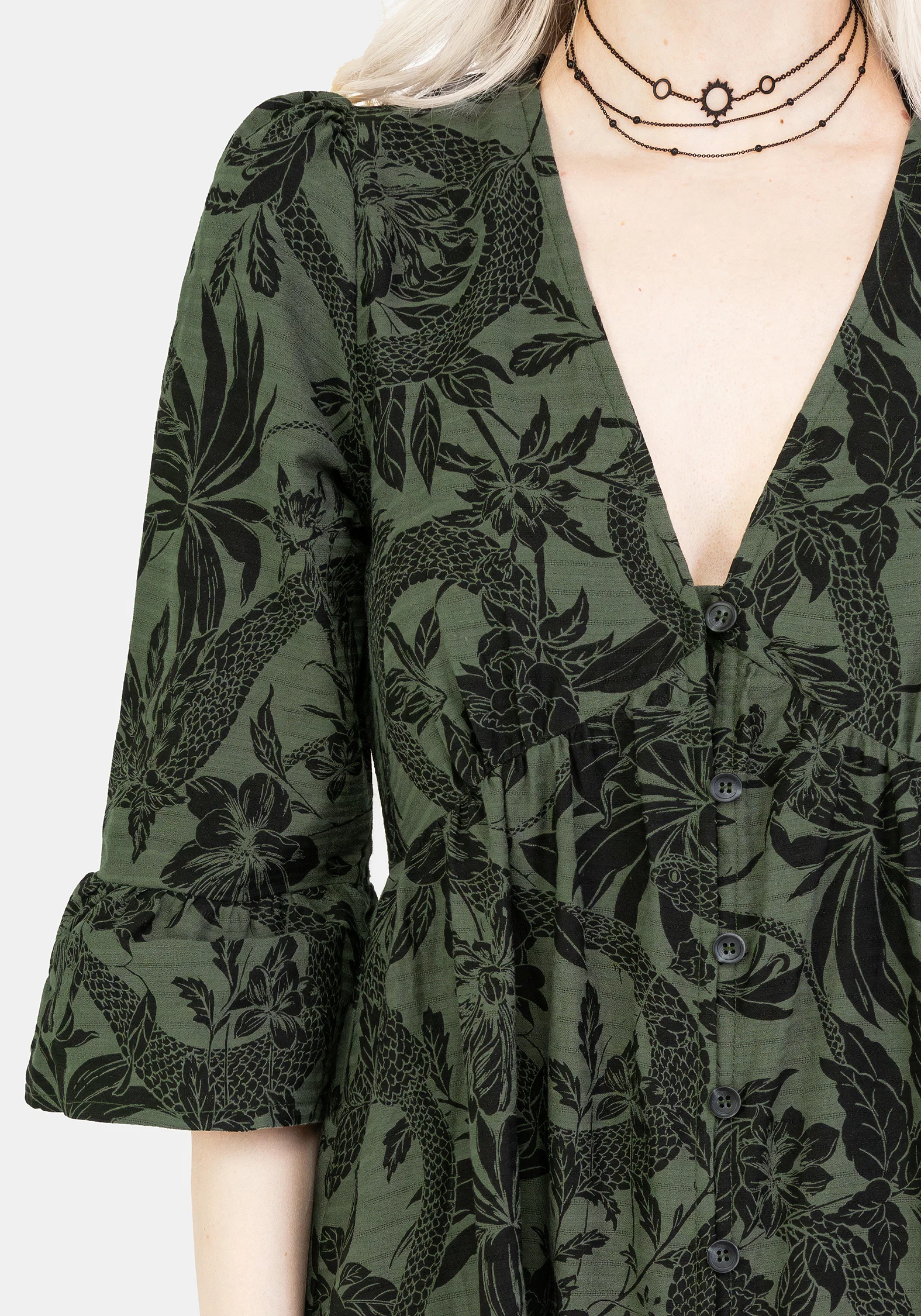 Bashe Cotton Maxi Over Dress - Green - Image 2