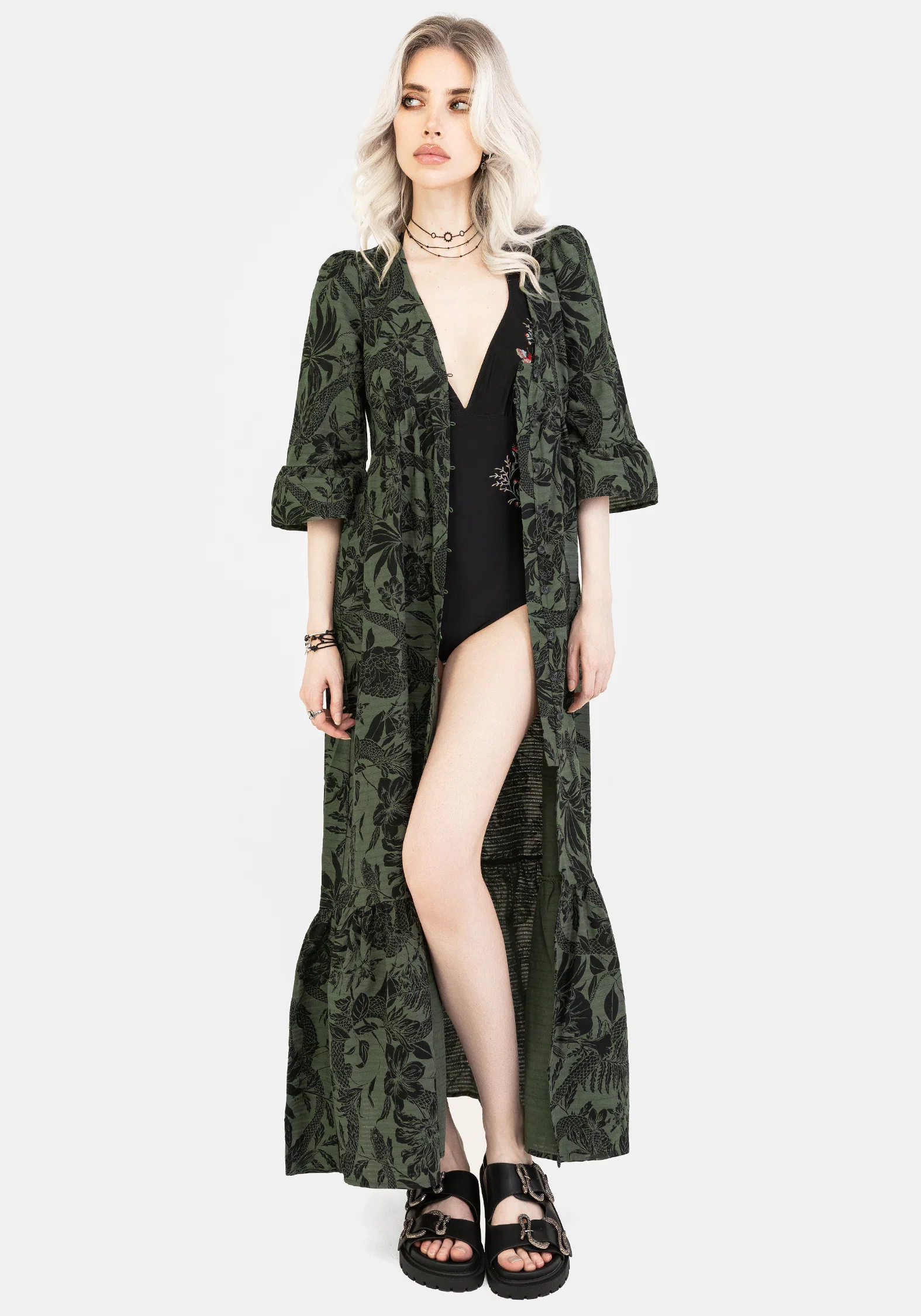 Bashe Cotton Maxi Over Dress - Green - Image 4