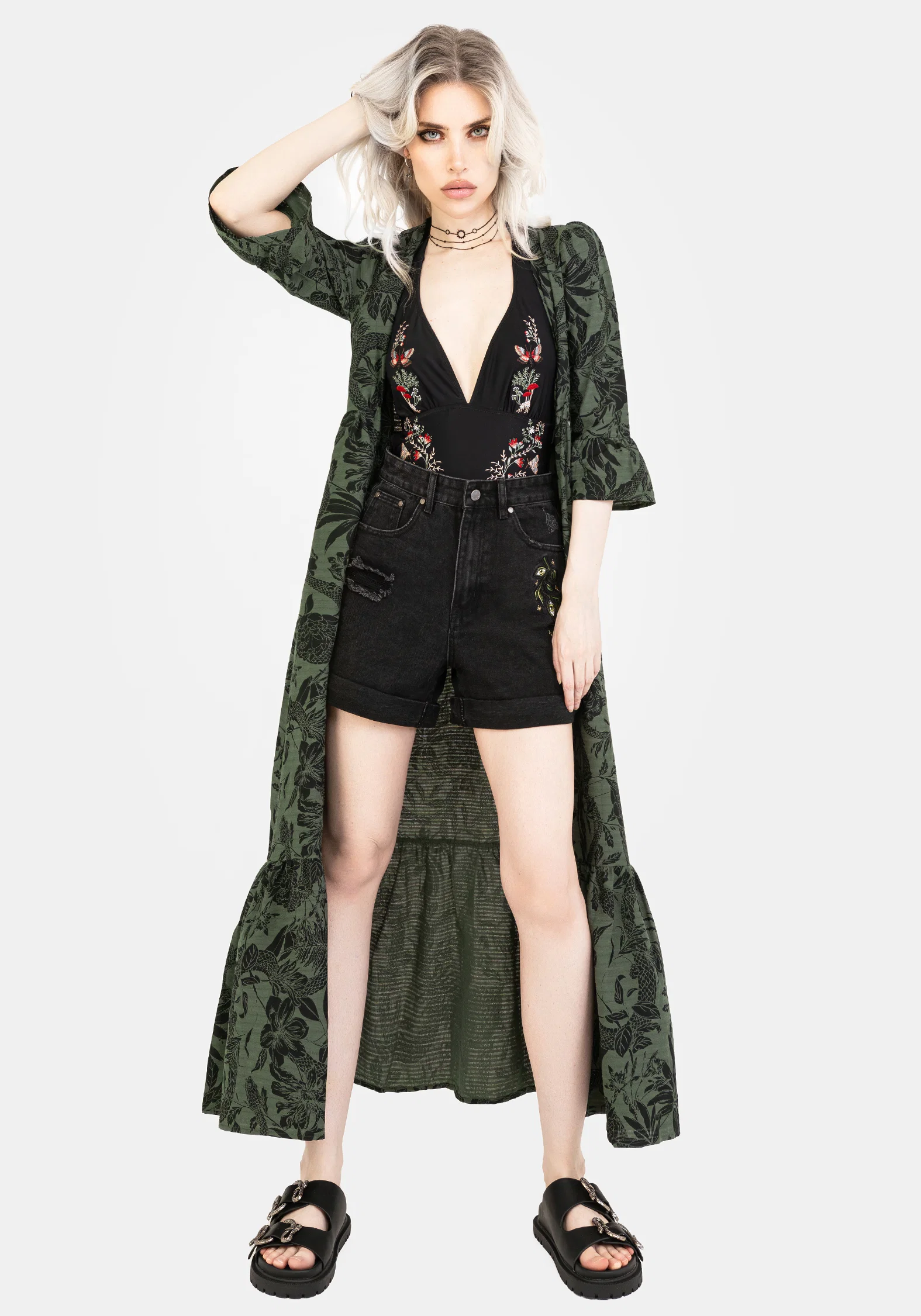 Bashe Cotton Maxi Over Dress - Green - Image 5