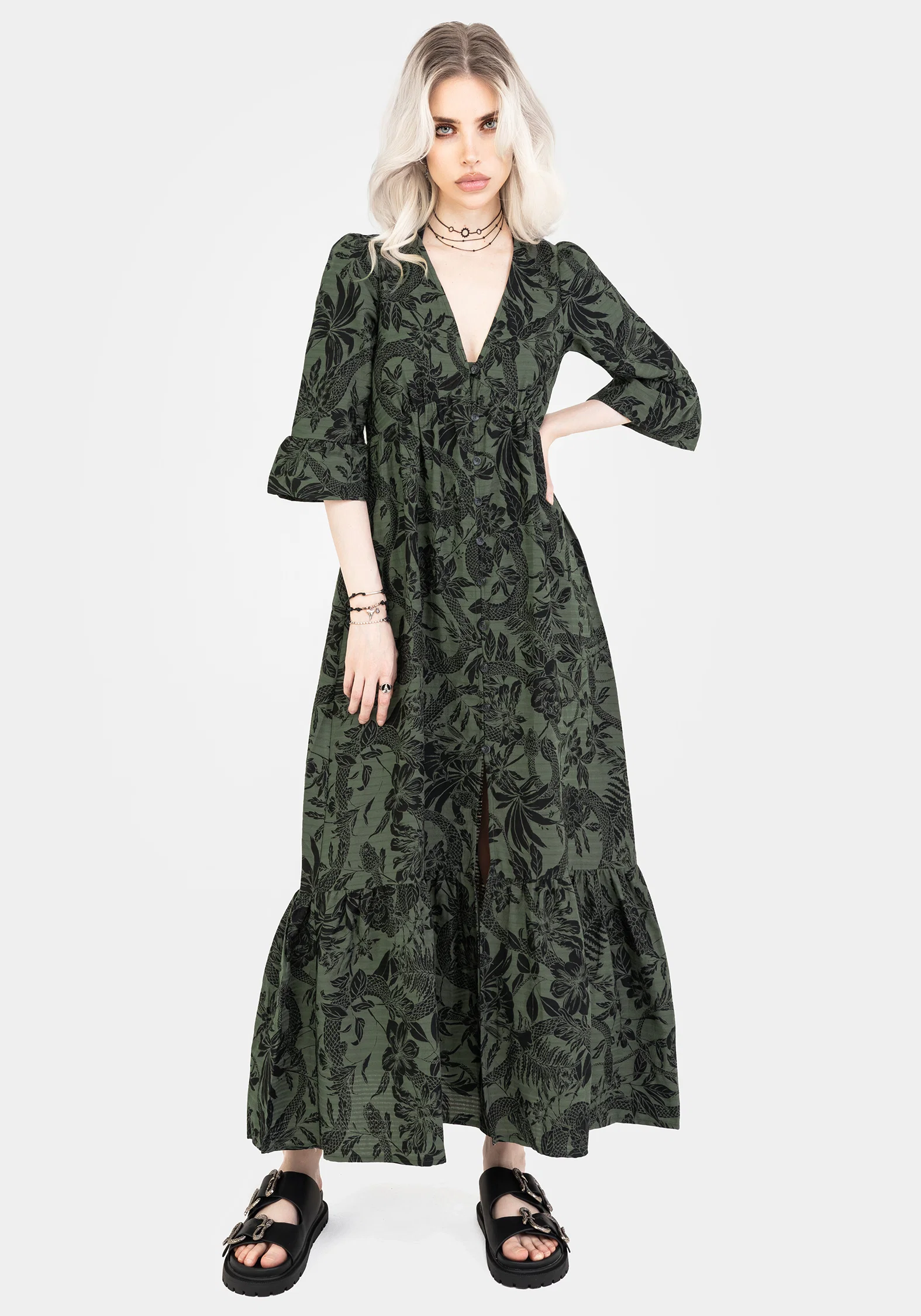 Bashe Cotton Maxi Over Dress - Green - Image 7