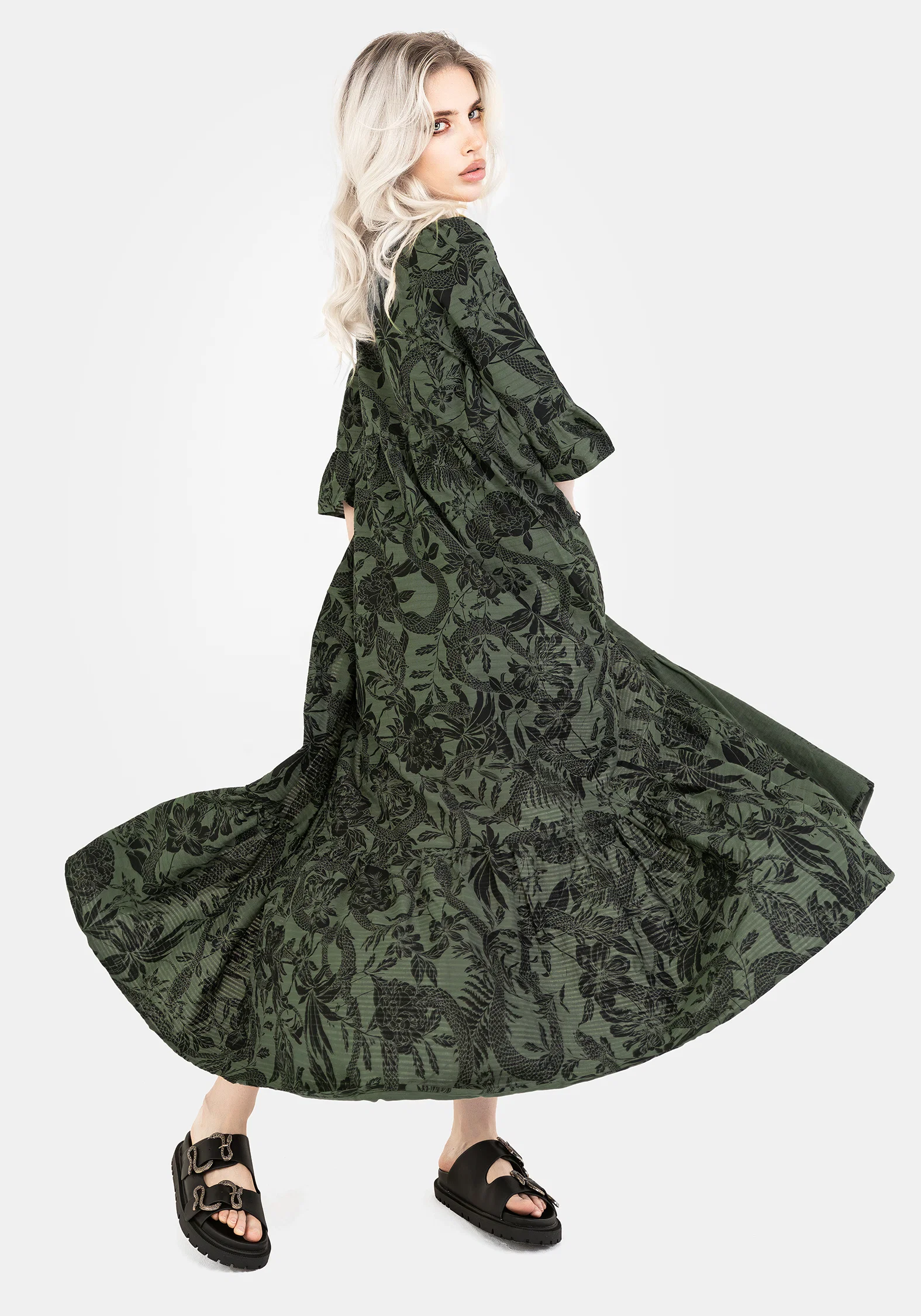 Bashe Cotton Maxi Over Dress - Green - Image 8