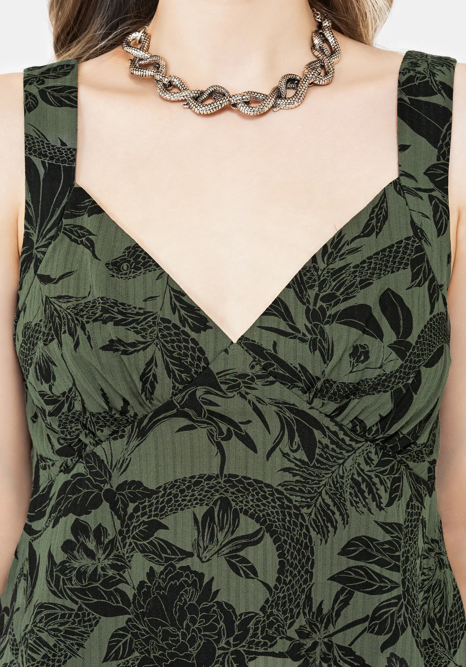 Bashe Cotton Mini Sun Dress - Green - Image 2