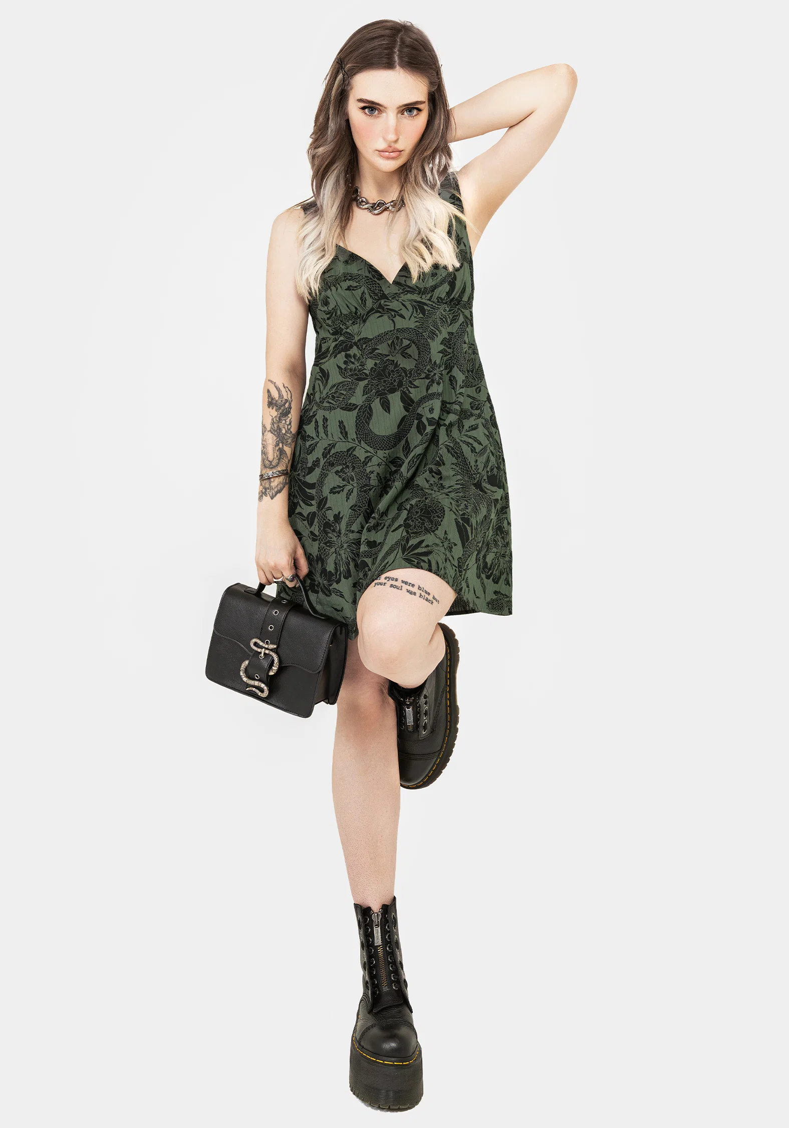 Bashe Cotton Mini Sun Dress - Green - Image 4