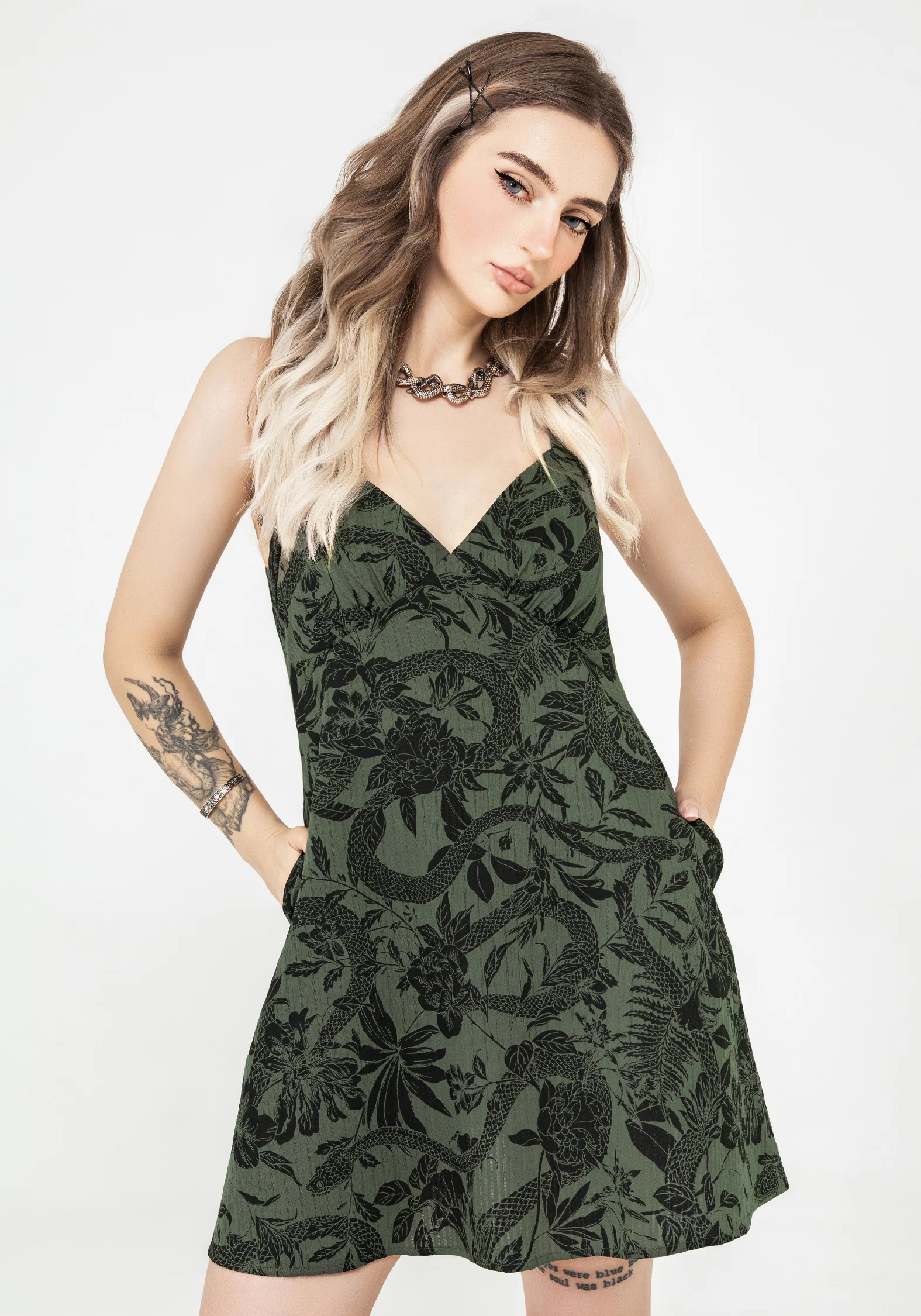 Bashe Cotton Mini Sun Dress - Green - Image 5
