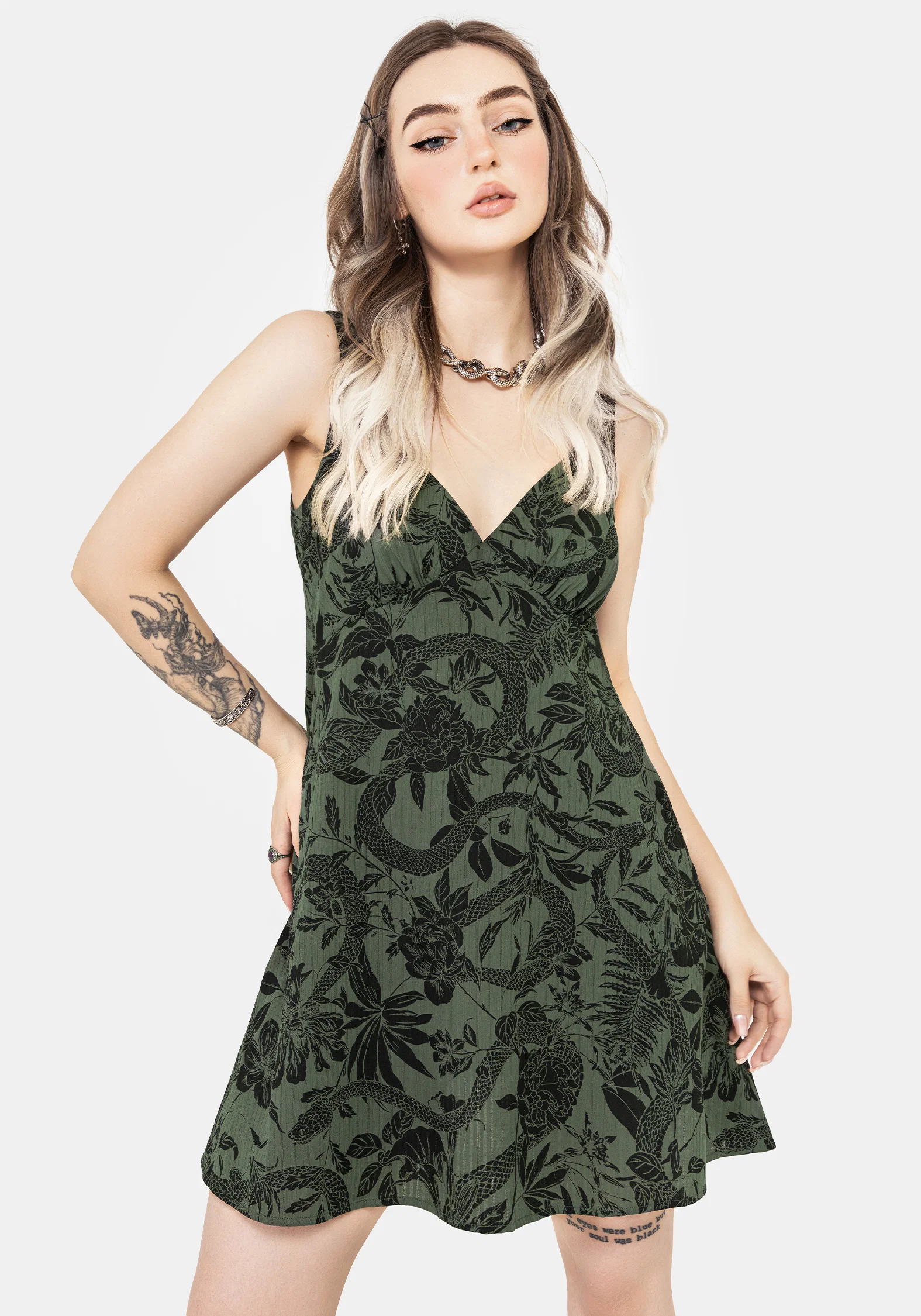 Bashe Cotton Mini Sun Dress - Green - Image 7