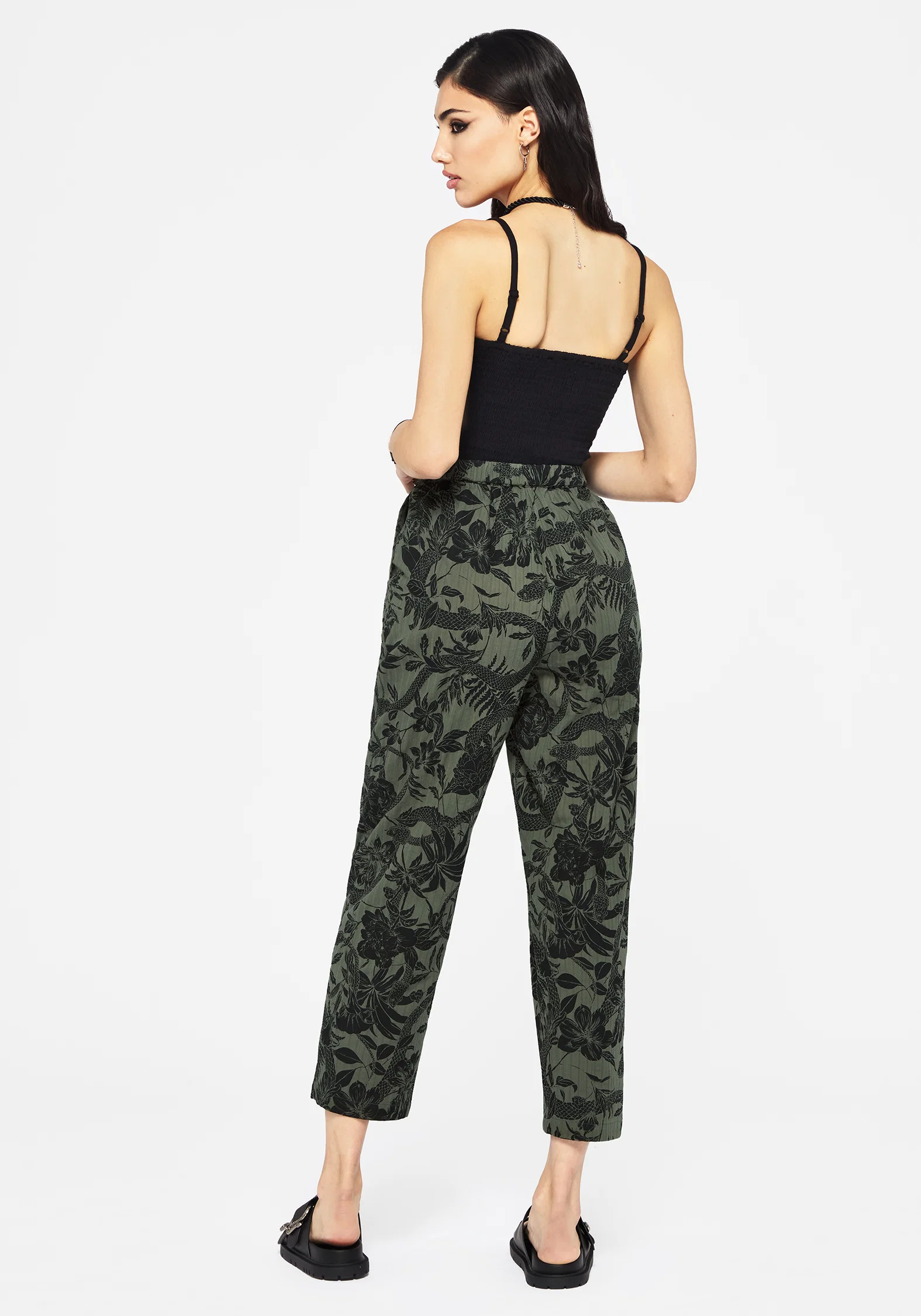 Bashe Cotton Soft Tapered Trousers - Green - Image 3