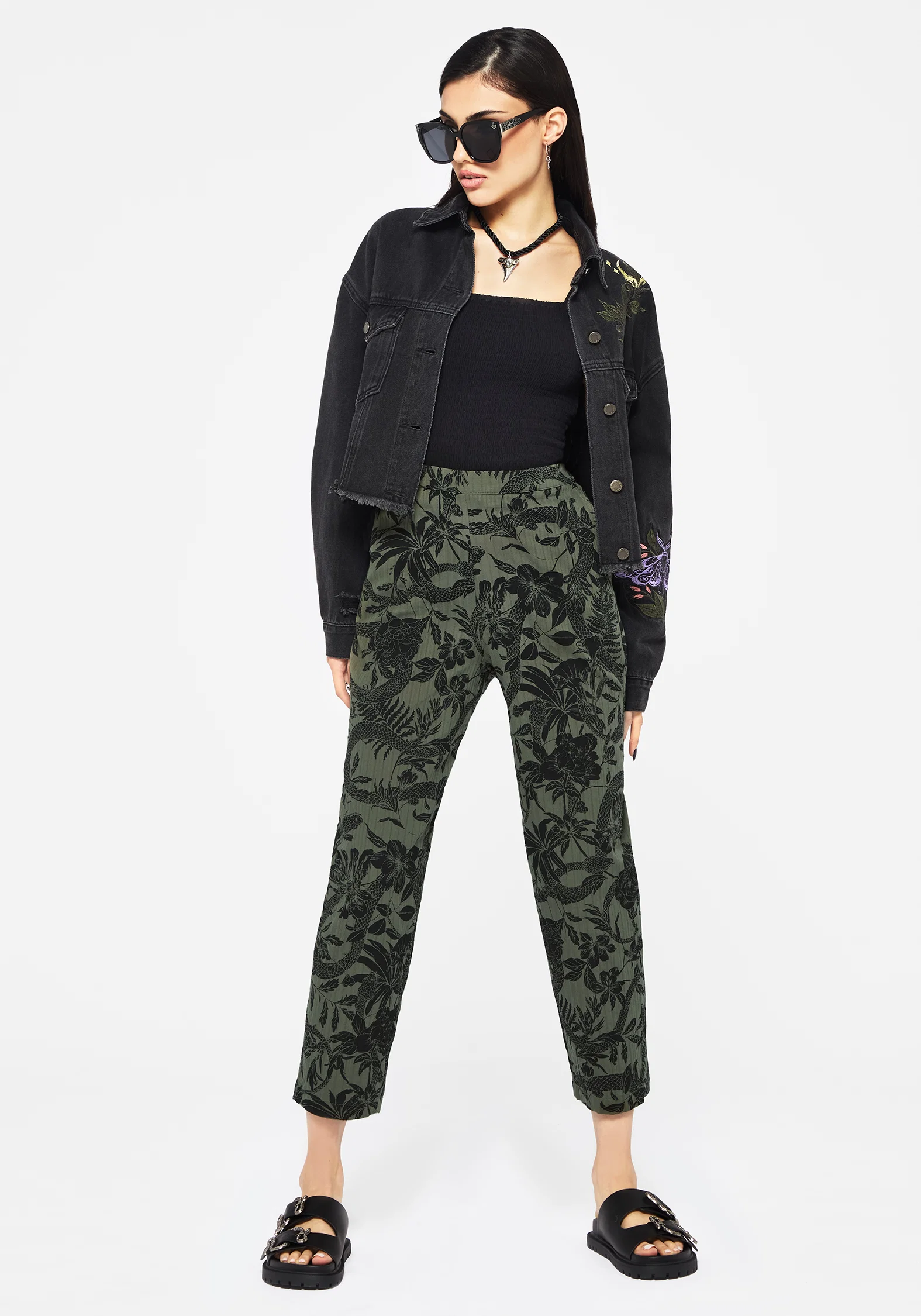 Bashe Cotton Soft Tapered Trousers - Green - Image 5