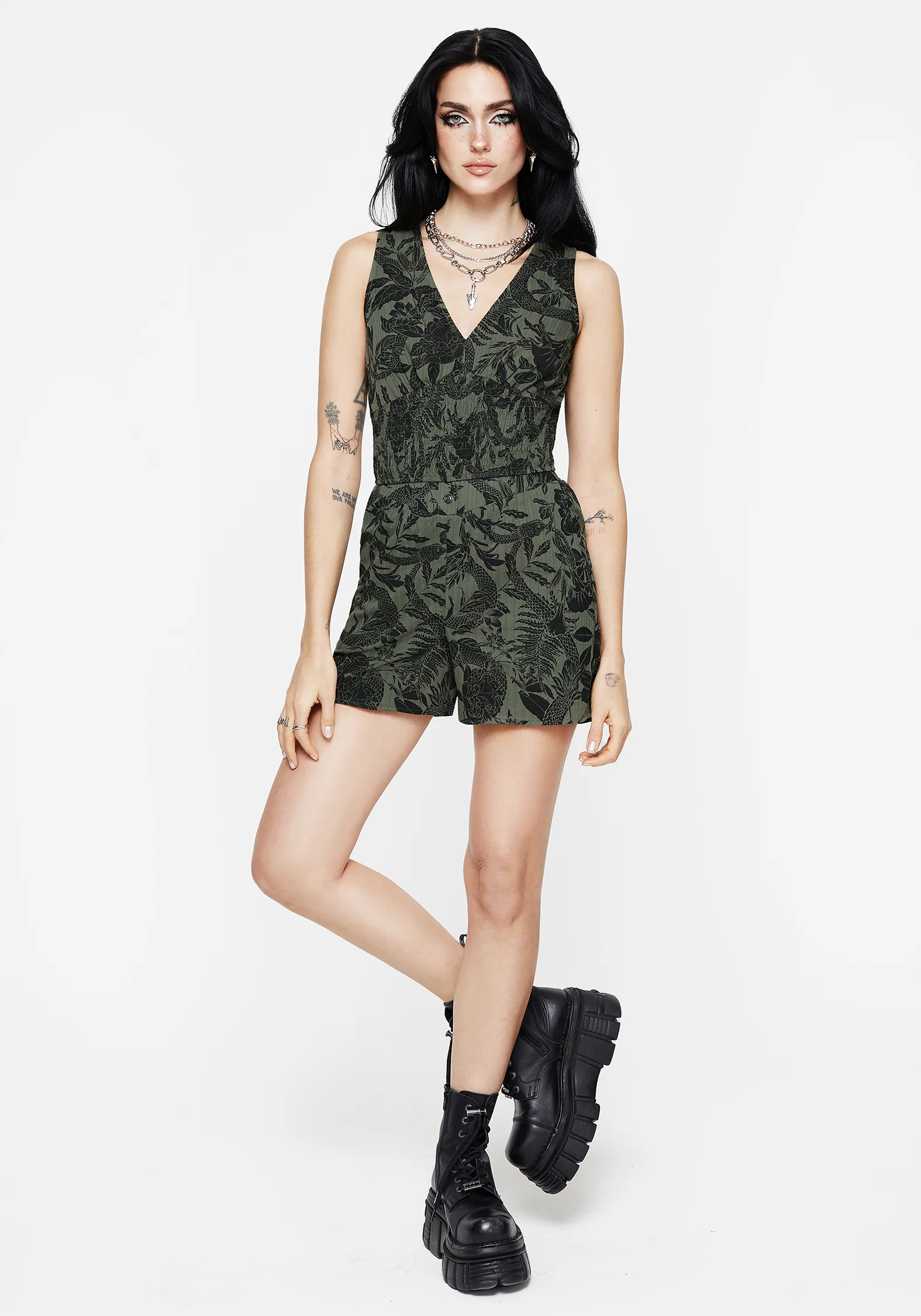 Bashe Cotton Wide Leg Shorts - Green - Image 5