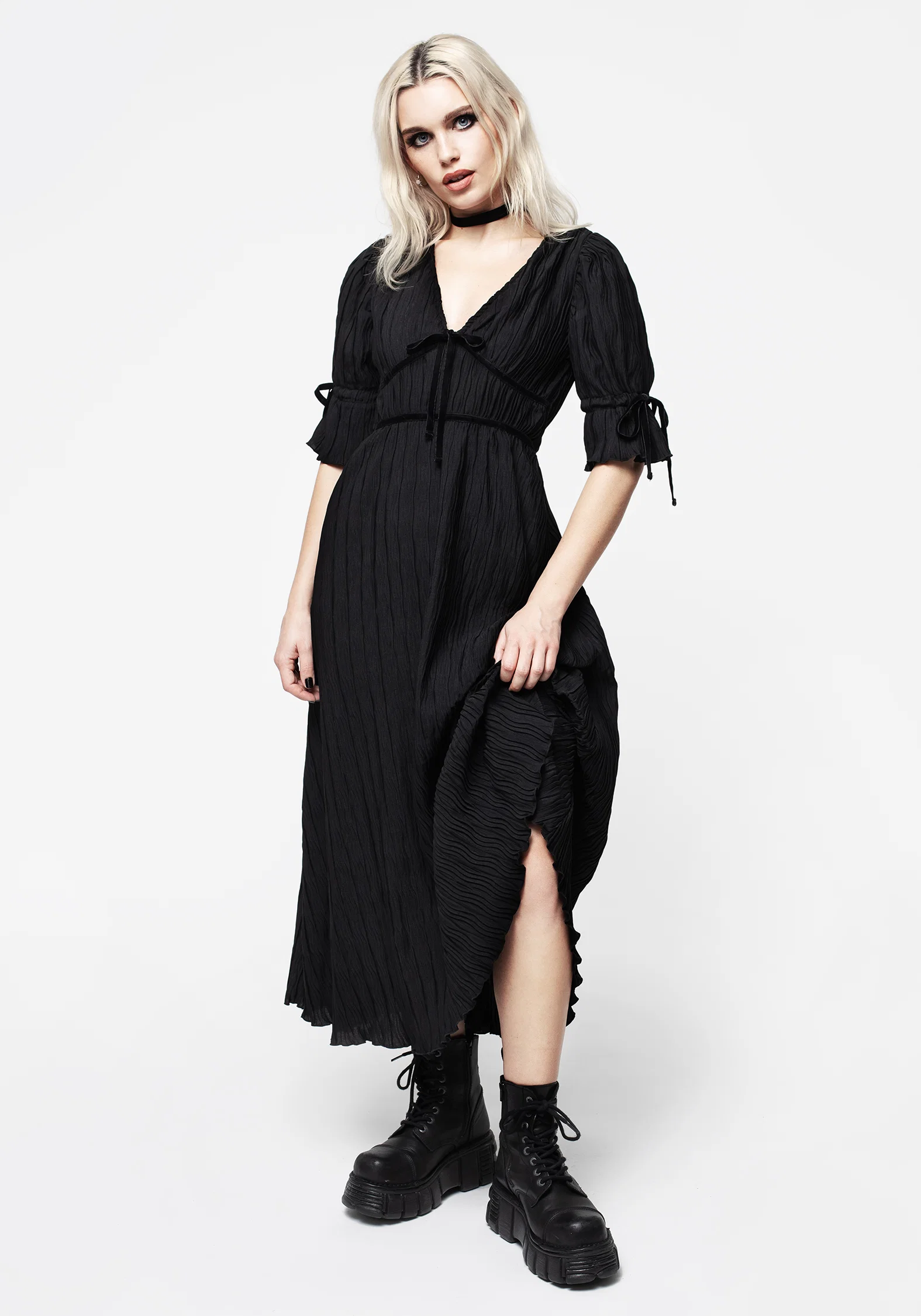Belial Crinkle Velour Ribbon Midaxi Dress - Image 4