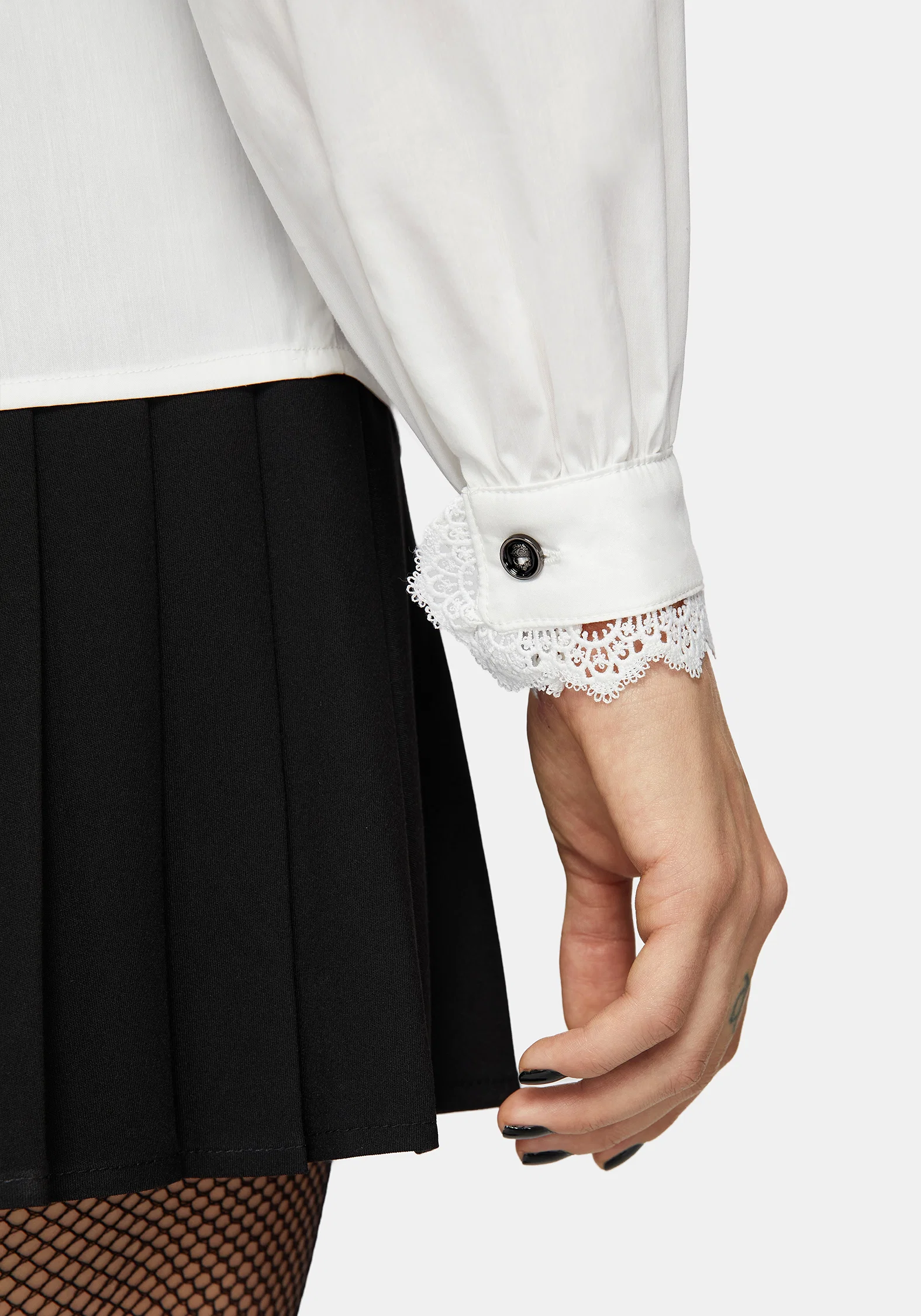 Belle Pleated Lace White Shirt - Image 5