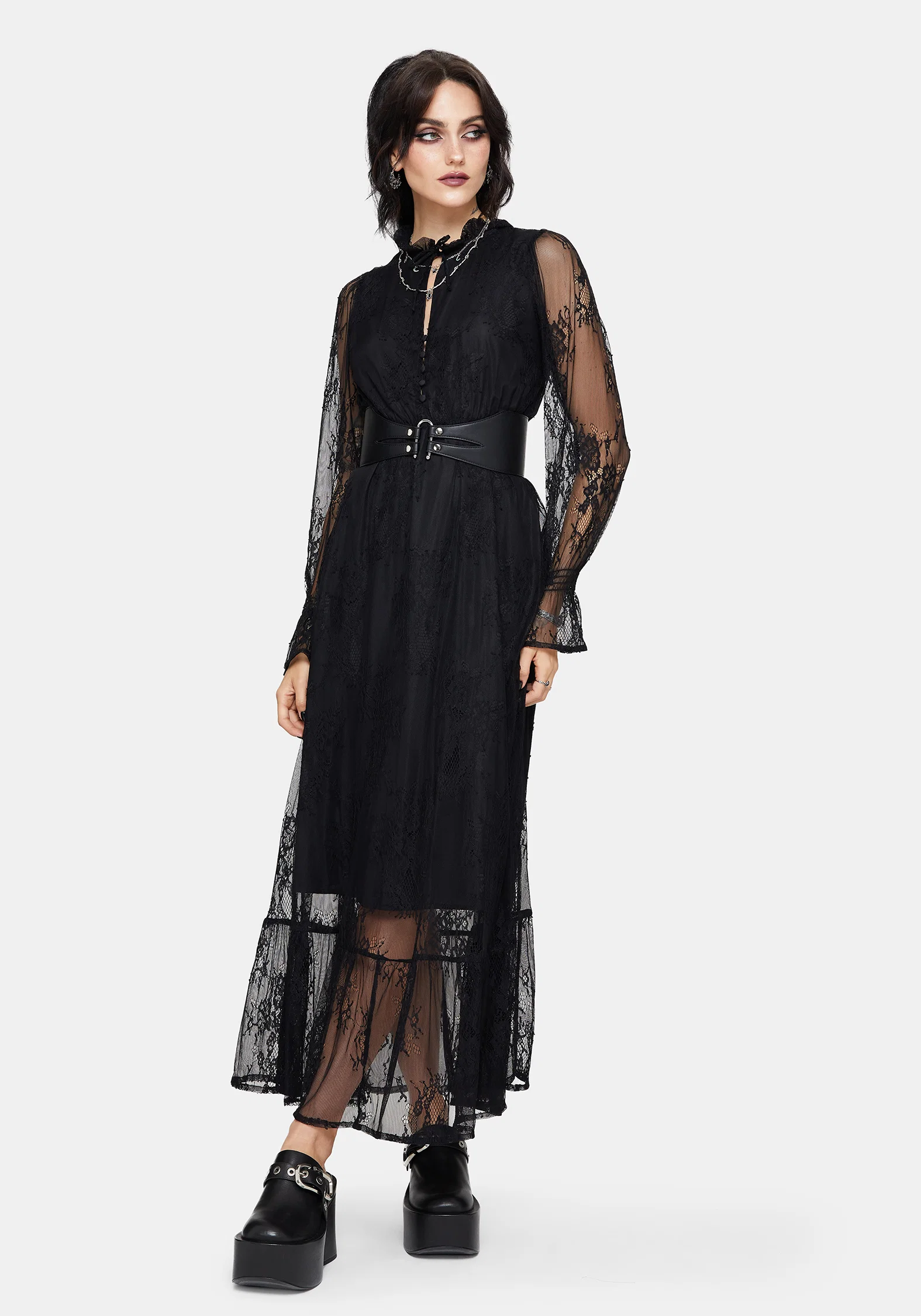 Bertha Lace Tiered Long Sleeve Maxi Dress - Image 6