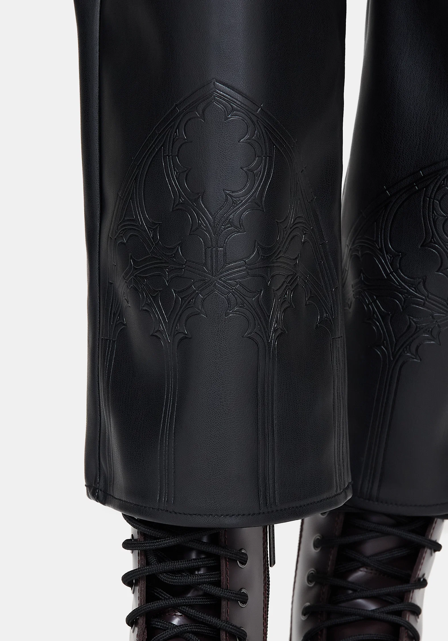 Blackwater Debossed Faux Leather Straight Leg Cropped Trousers - Image 2