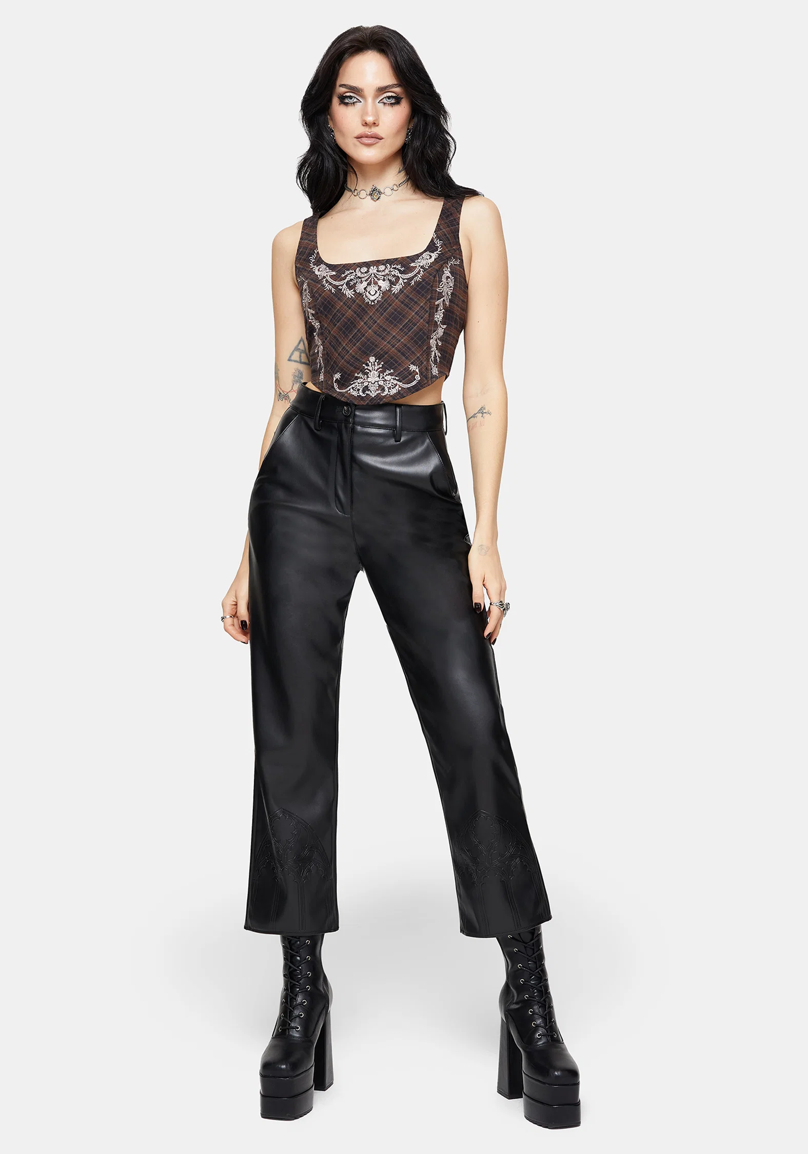 Bladeborn Check Embroidered Corset Top - Image 5