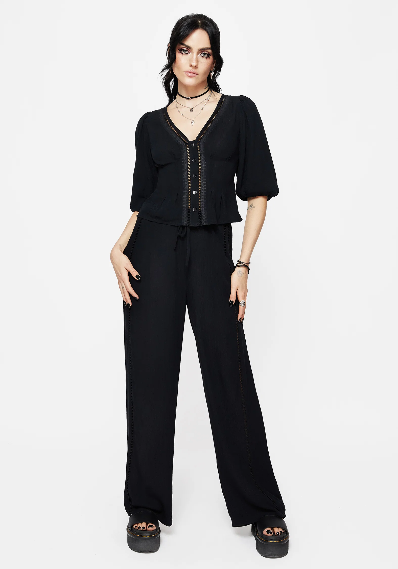 Blessing Lace Trim Wide Leg Trouser - Image 7