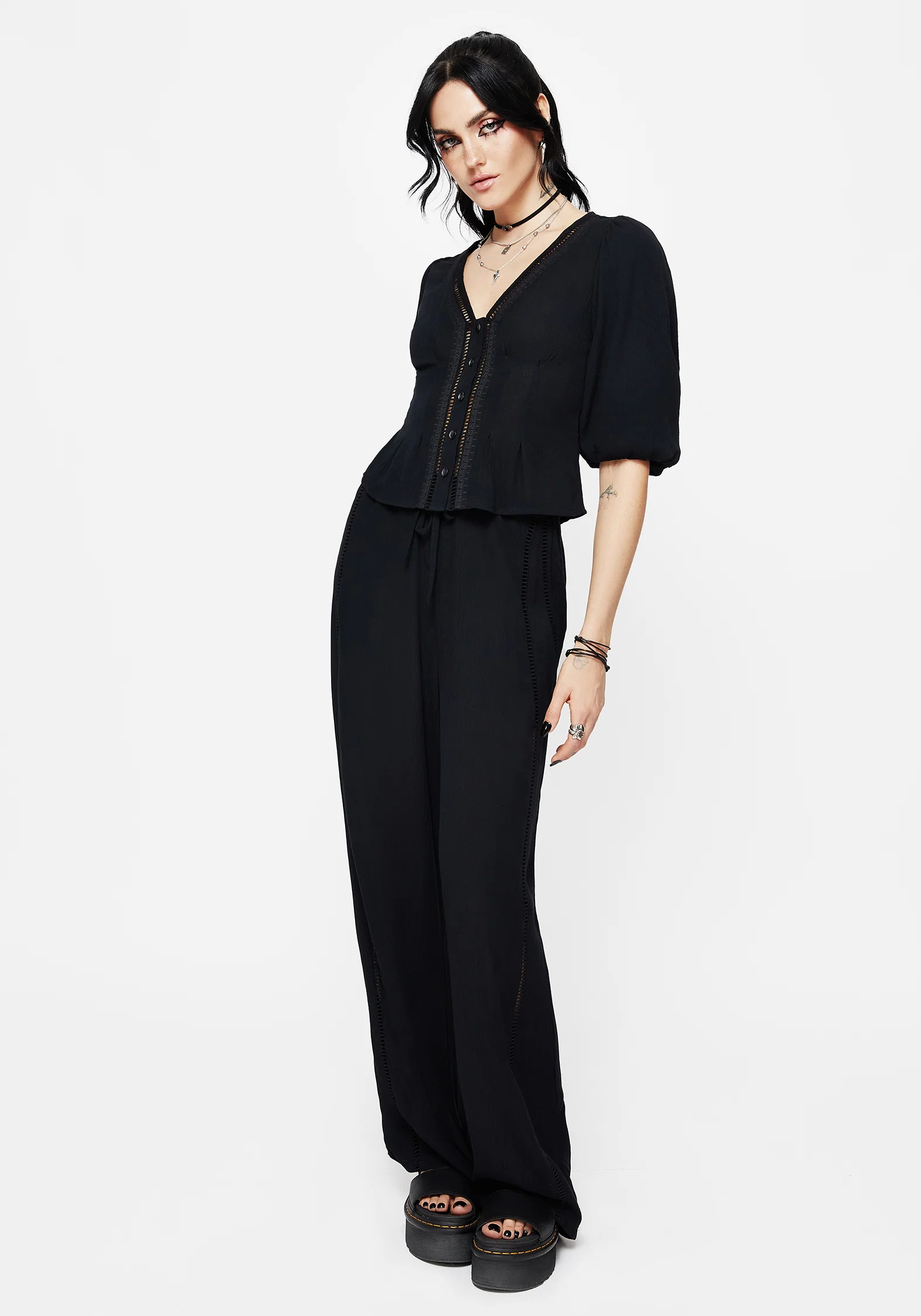 Blessing Lace Trim Wide Leg Trouser - Image 8