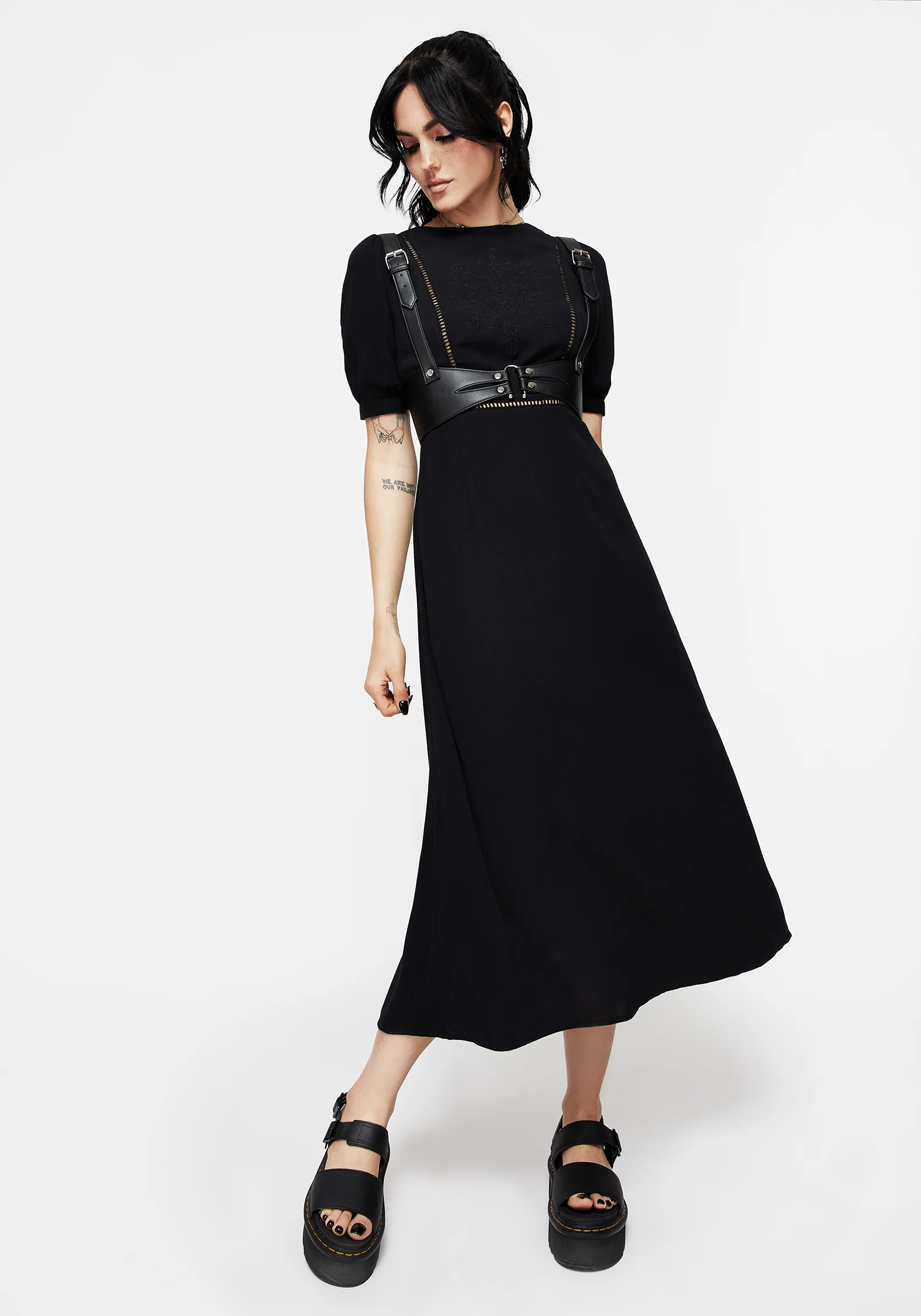 Blessing Puff Sleeve Tie Back Midi Dress - Image 7