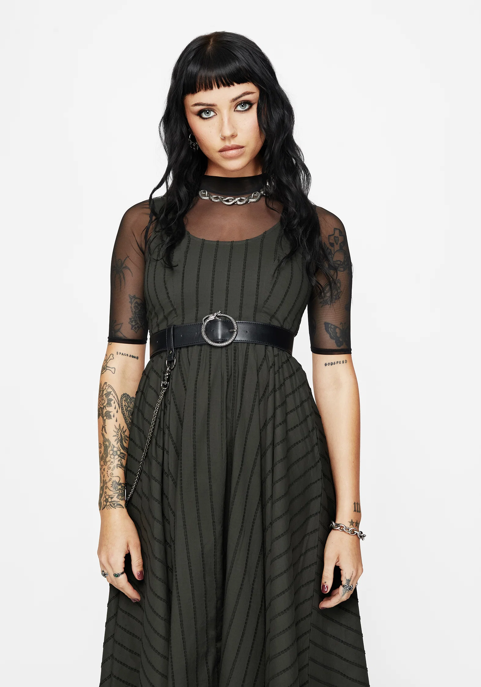 Blythe Cotton Handkerchief Hem Midaxi Dress - Dark Green - Image 5