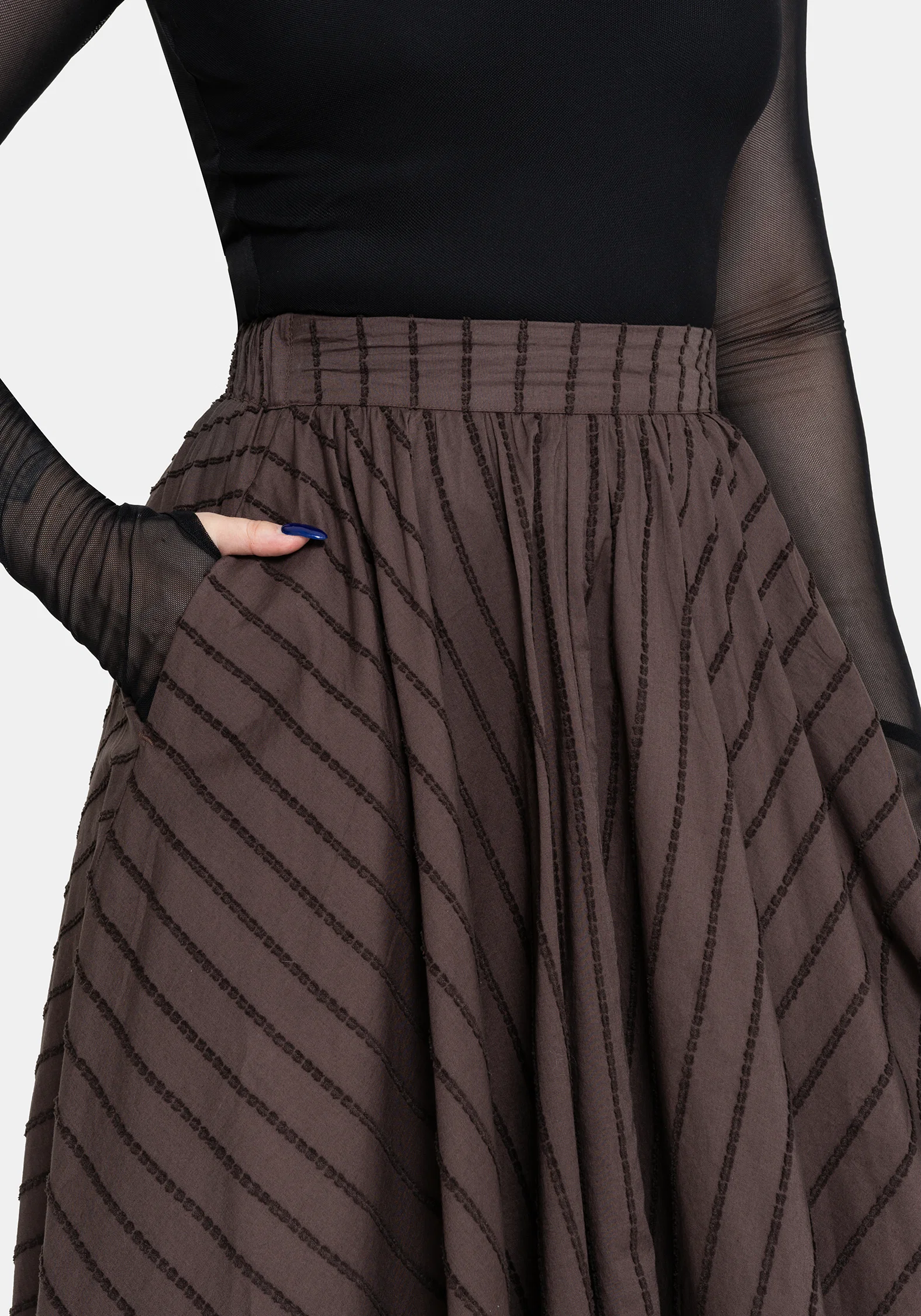Blythe Handkerchief Hem Midaxi Skirt - Brown - Image 2