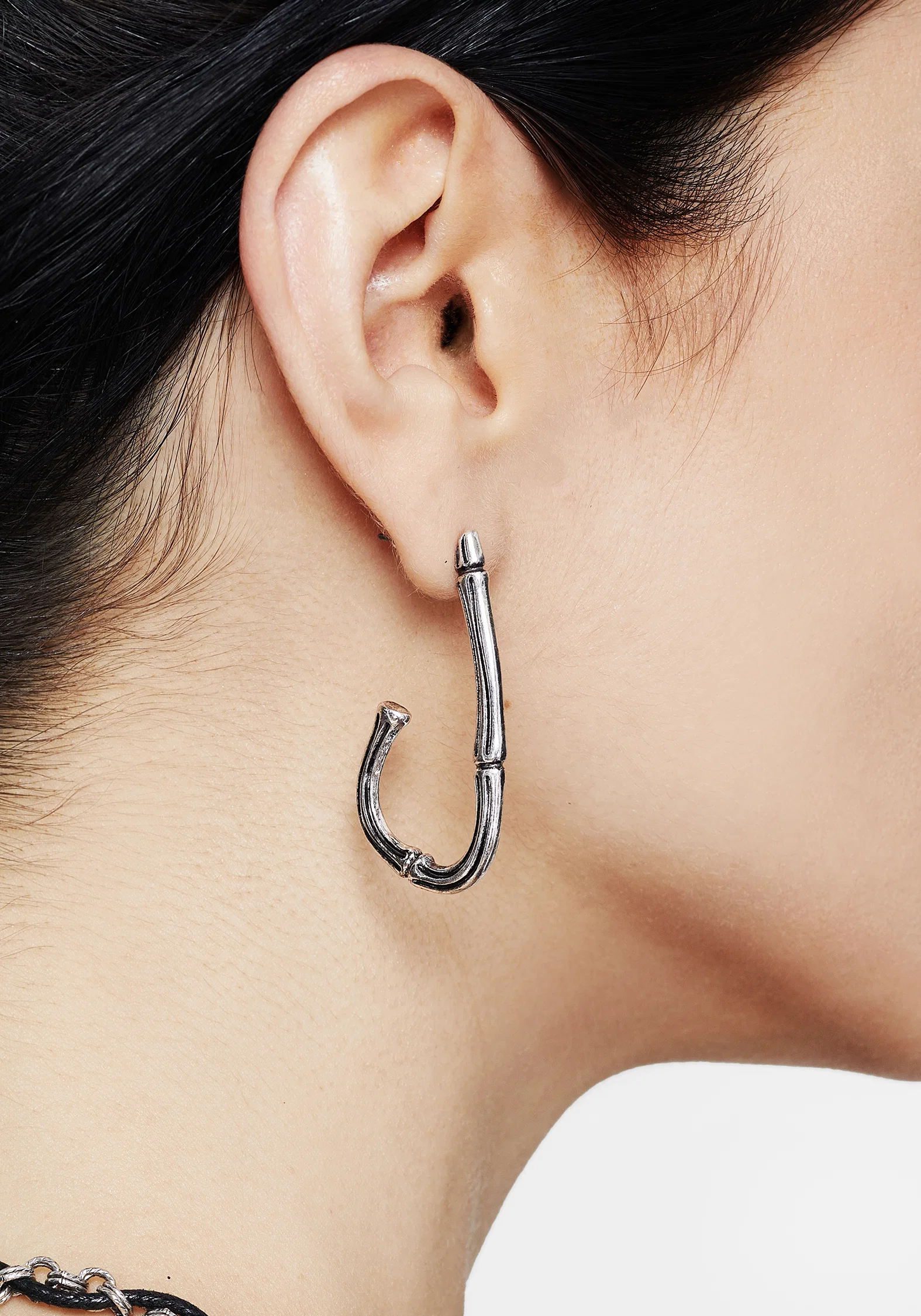 Bones Charm Hoop Earrings - Image 3