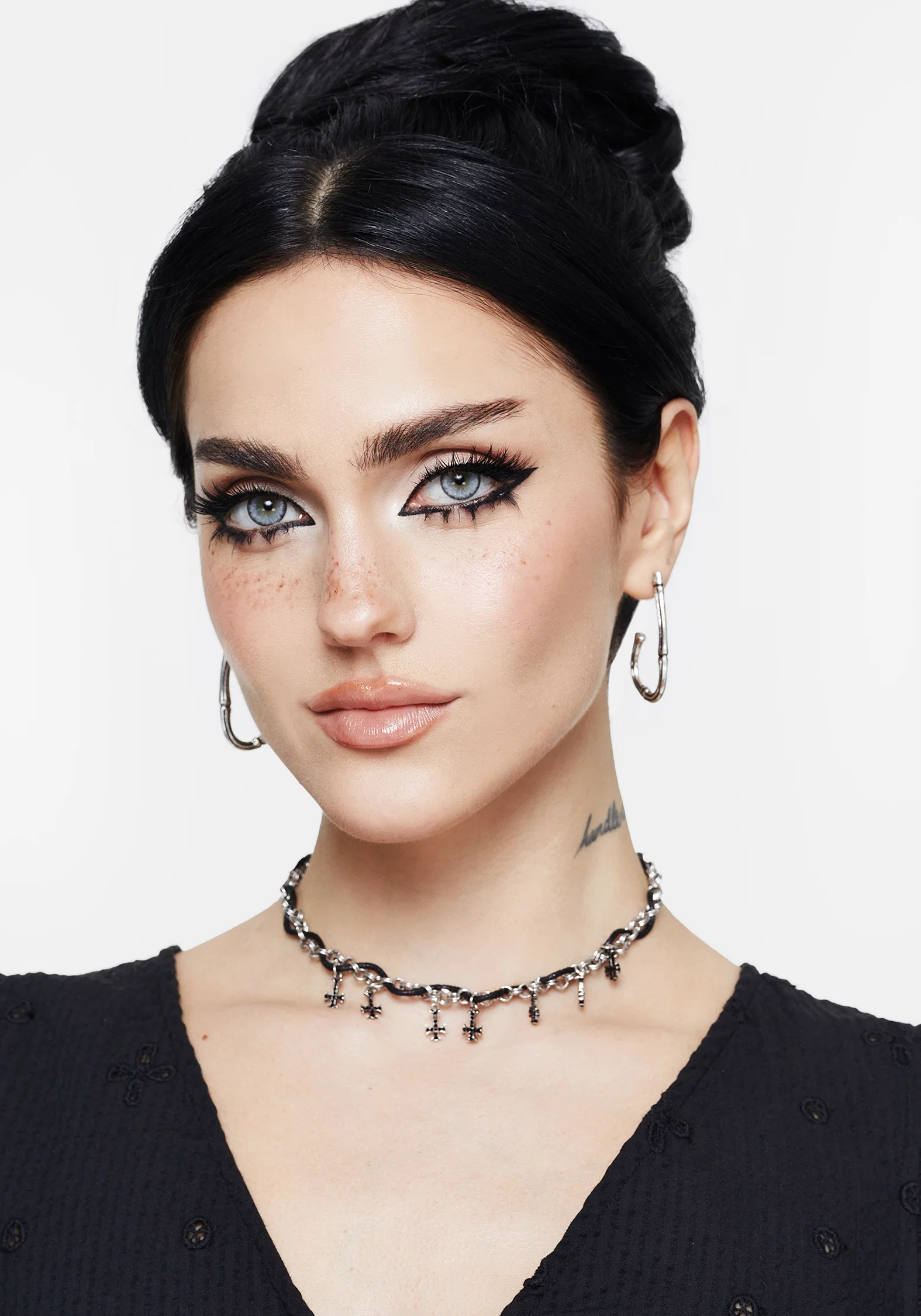 Bones Charm Hoop Earrings - Image 4