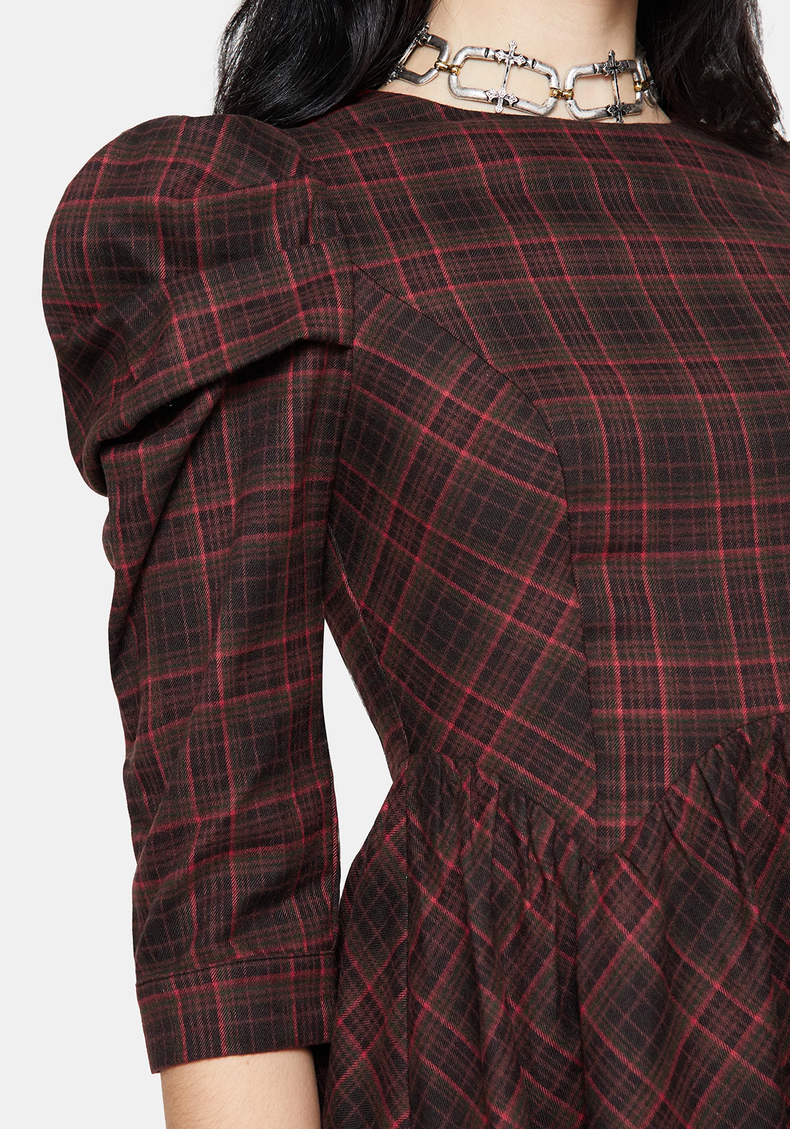 Bonnie Mutton Sleeve Check Mini Dress - Image 2