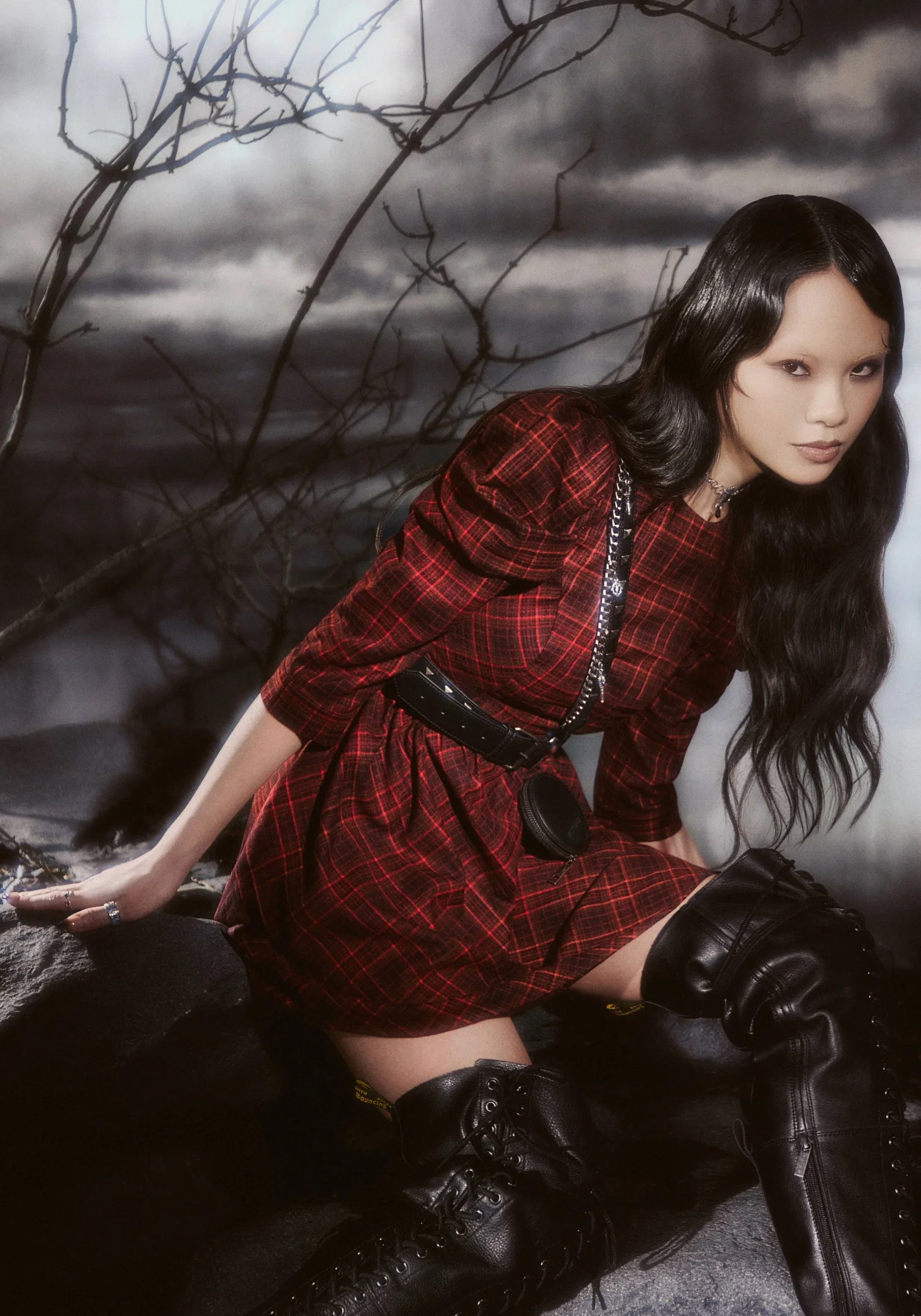 Bonnie Mutton Sleeve Check Mini Dress - Image 8
