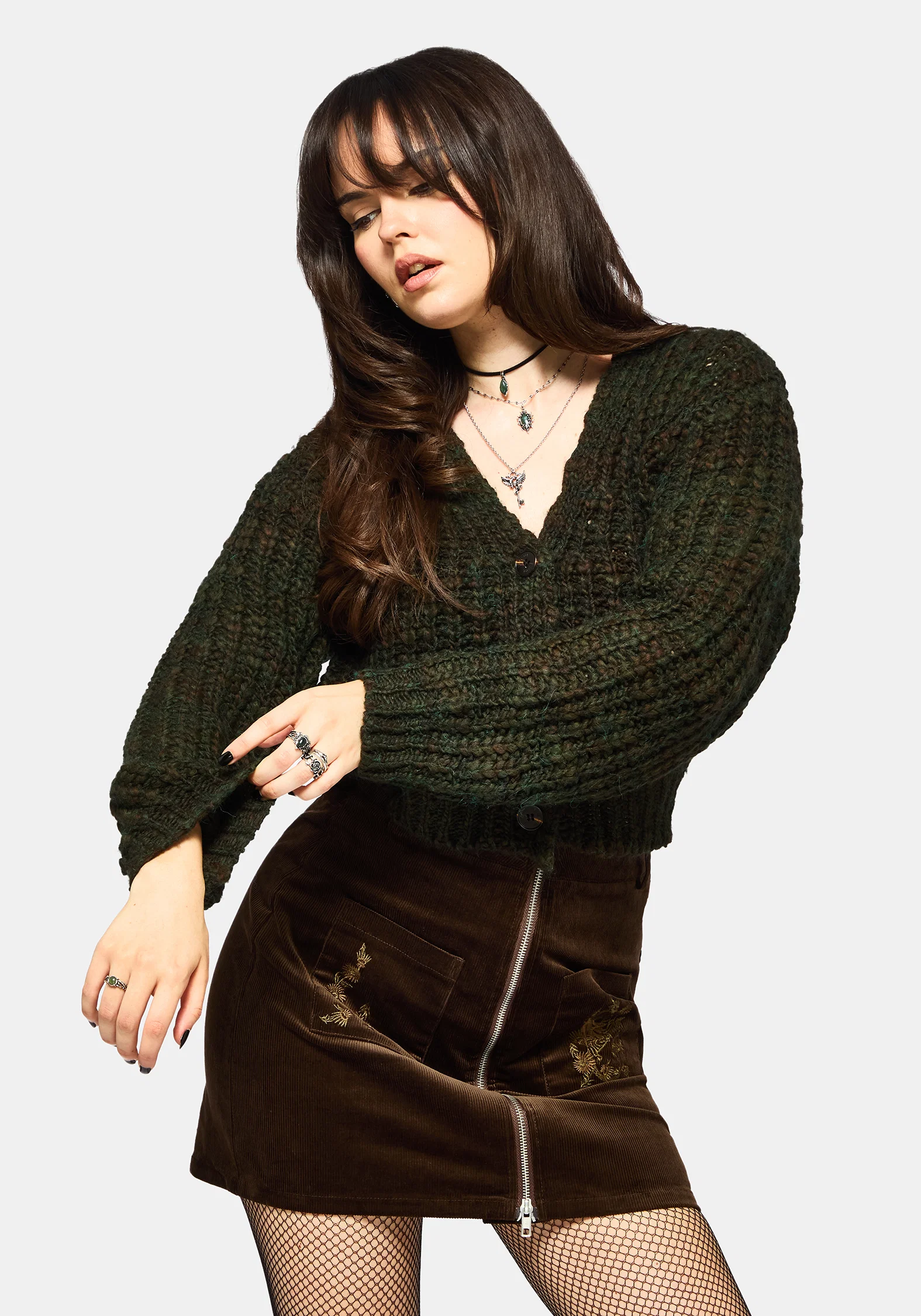 Bracken Chunky Ribbed Cropped Knit Cardigan - Image 4