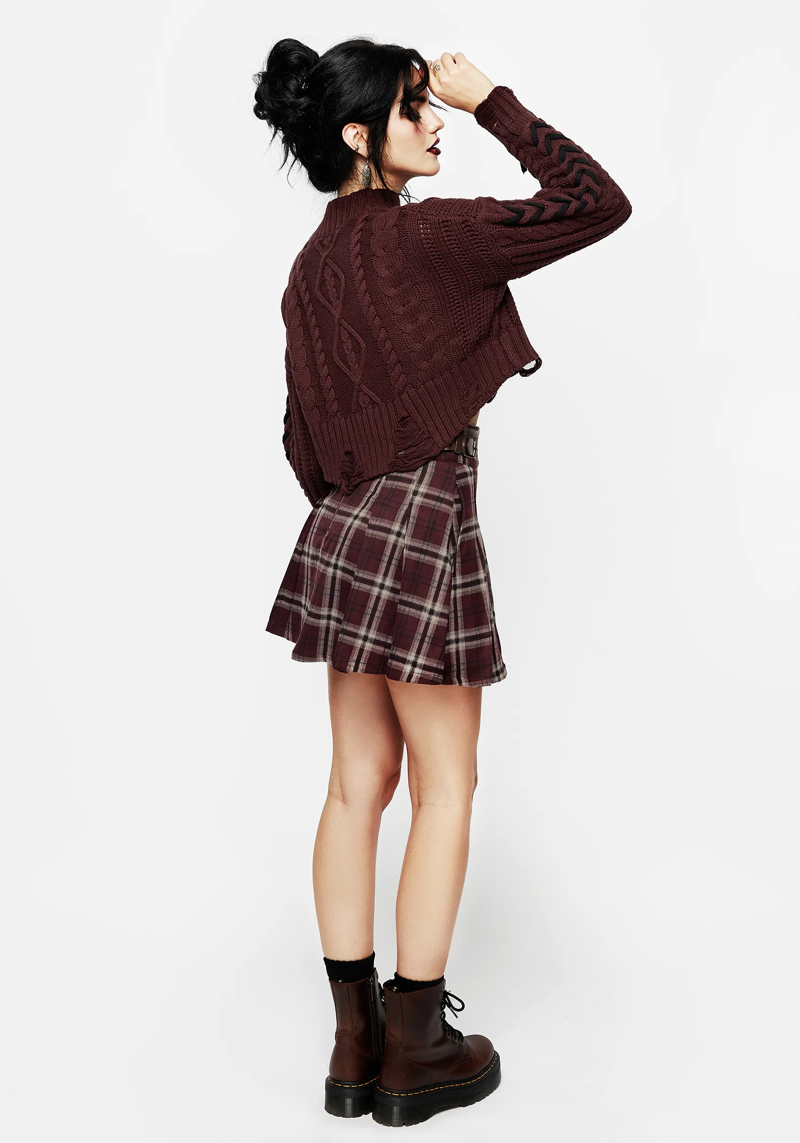 Bramble Check Pleated Mini Skirt - Image 3