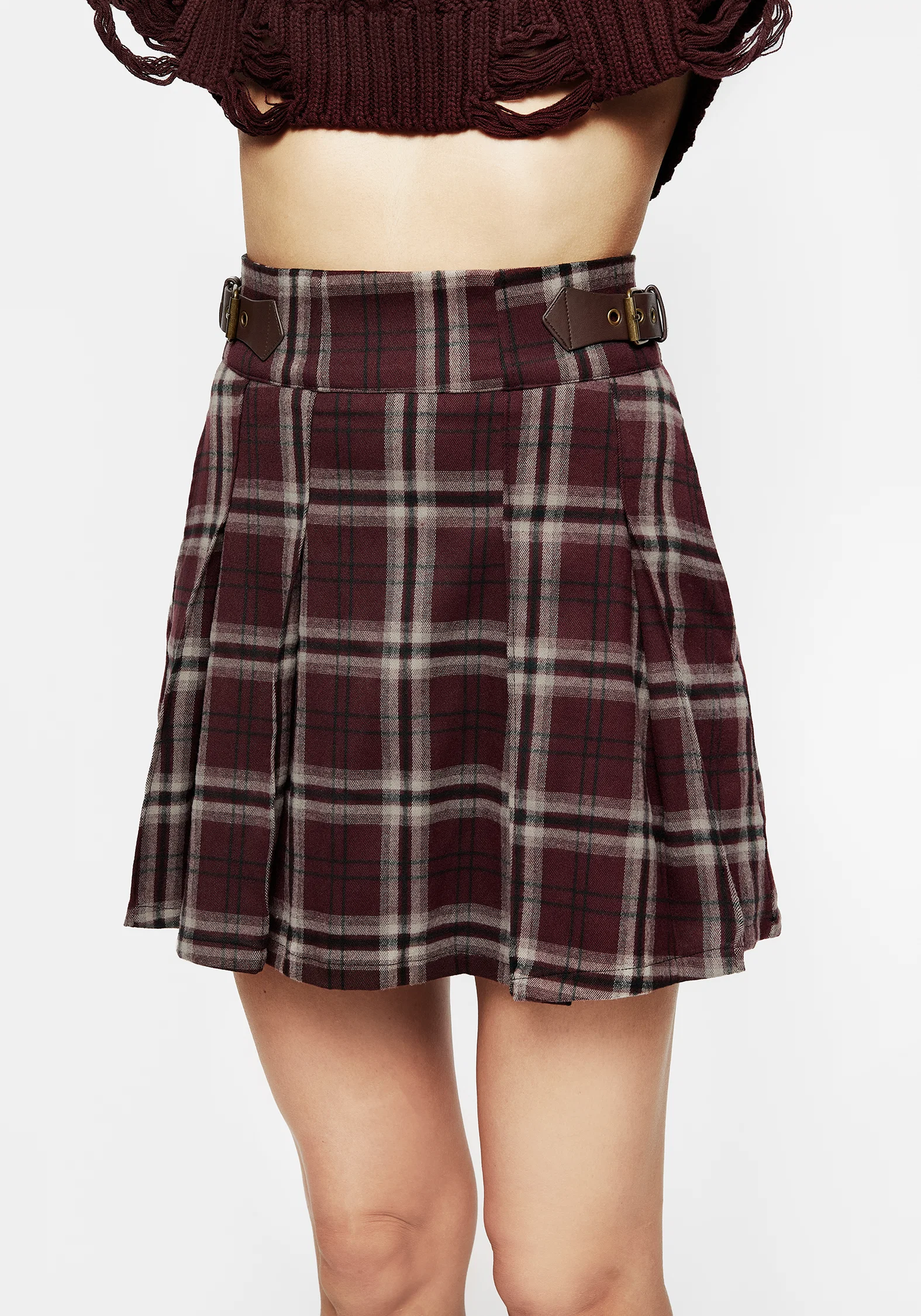 Bramble Check Pleated Mini Skirt - Image 4