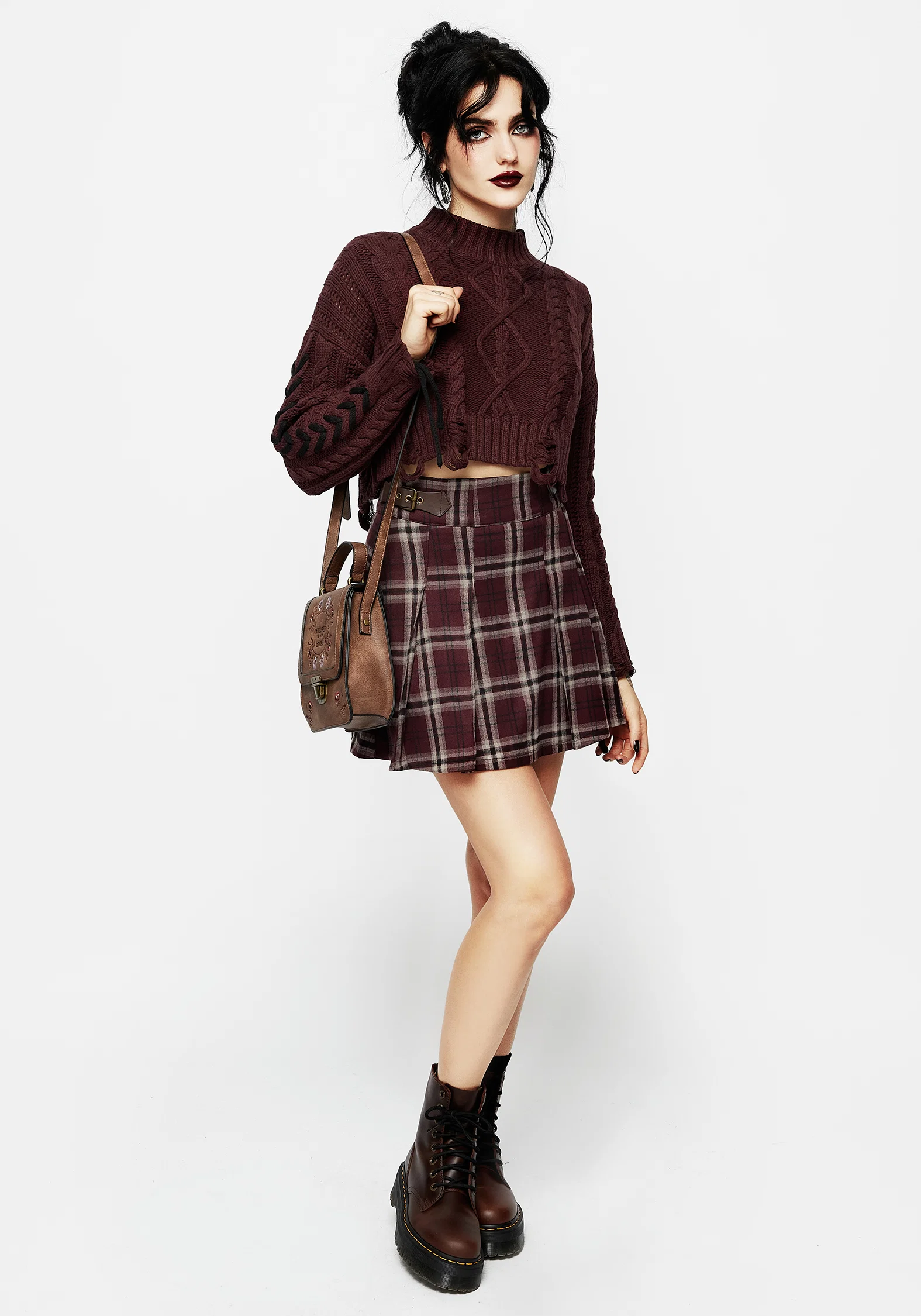 Bramble Check Pleated Mini Skirt - Image 5