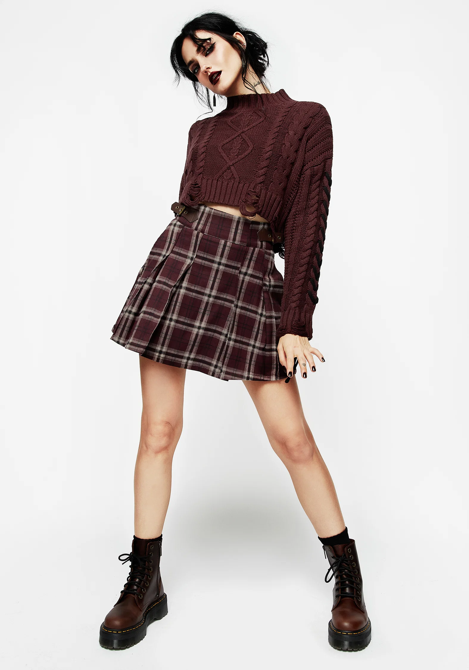 Bramble Check Pleated Mini Skirt - Image 6