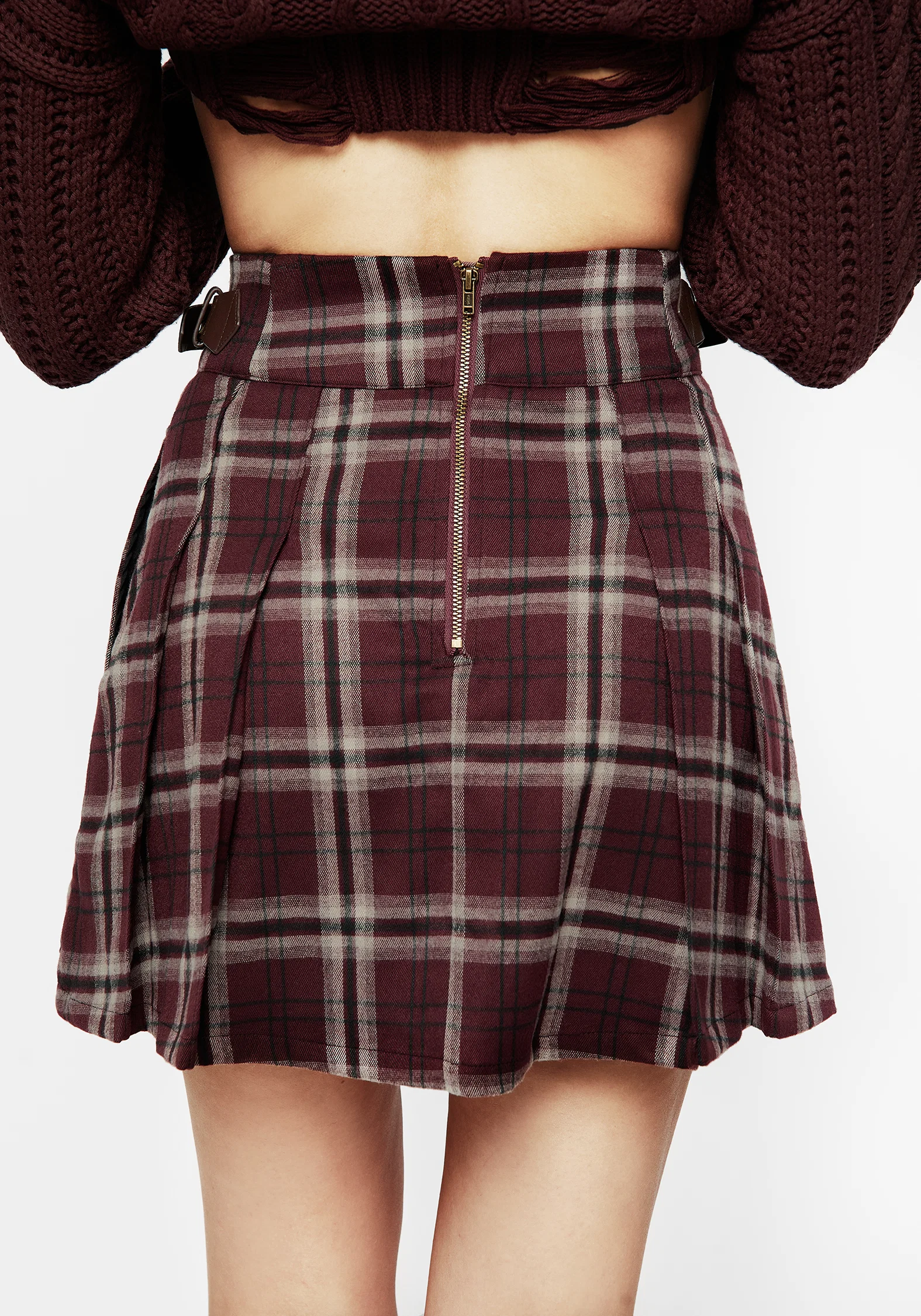 Bramble Check Pleated Mini Skirt - Image 7