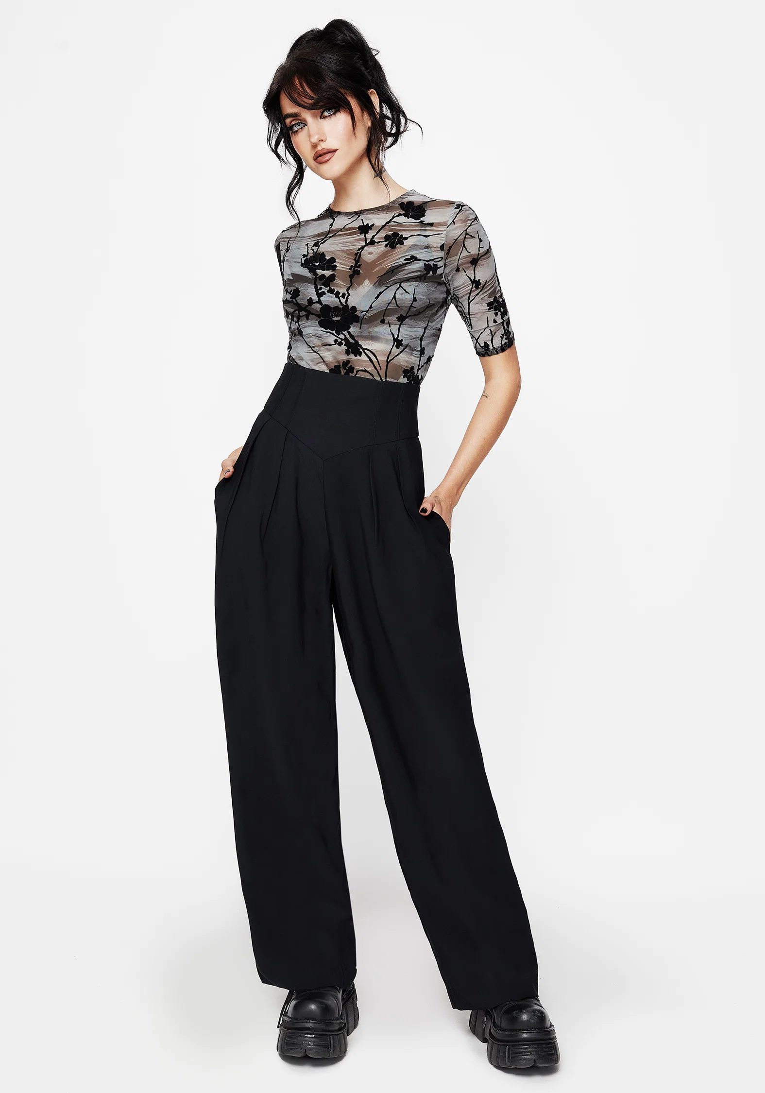 Brenna Corset High Waist Wide Leg Trouser - Image 4