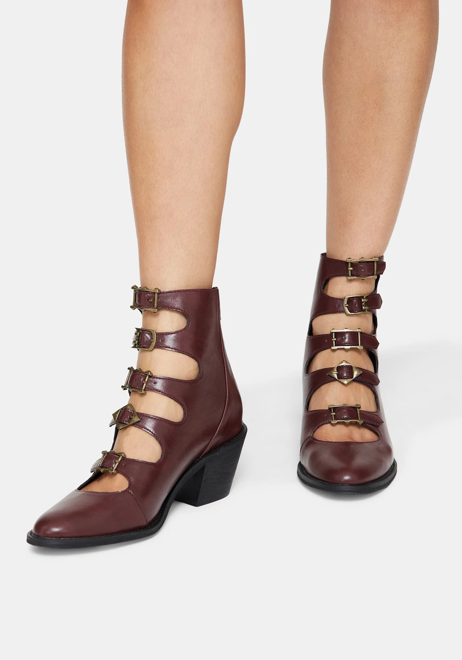 Bridget Buckled Boots - Burgundy - Image 3