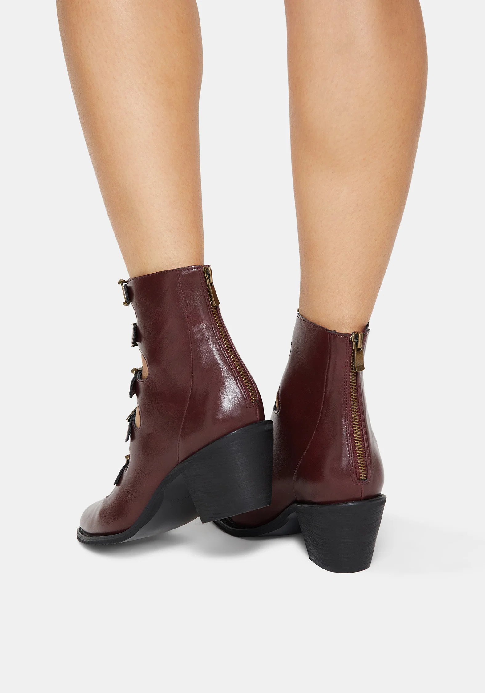Bridget Buckled Boots - Burgundy - Image 6