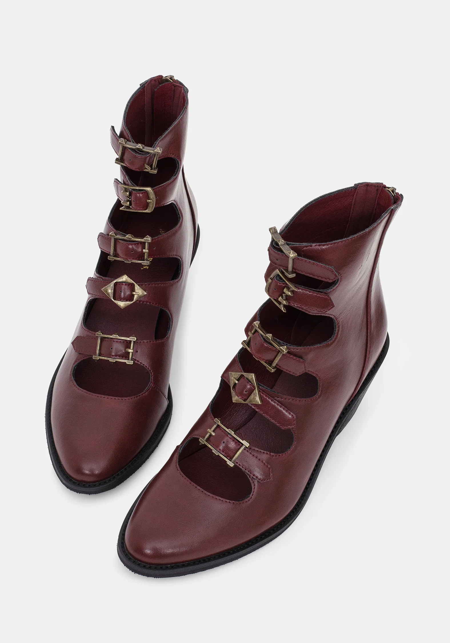 Bridget Buckled Boots - Burgundy - Image 7