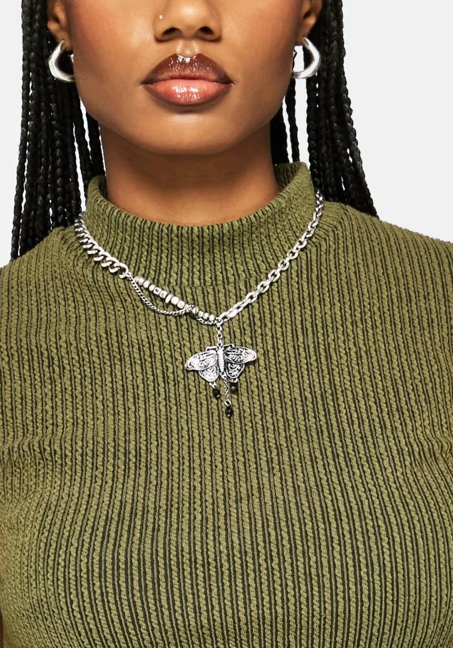 Bryony Striped Crop Top - Olive Green - Image 2