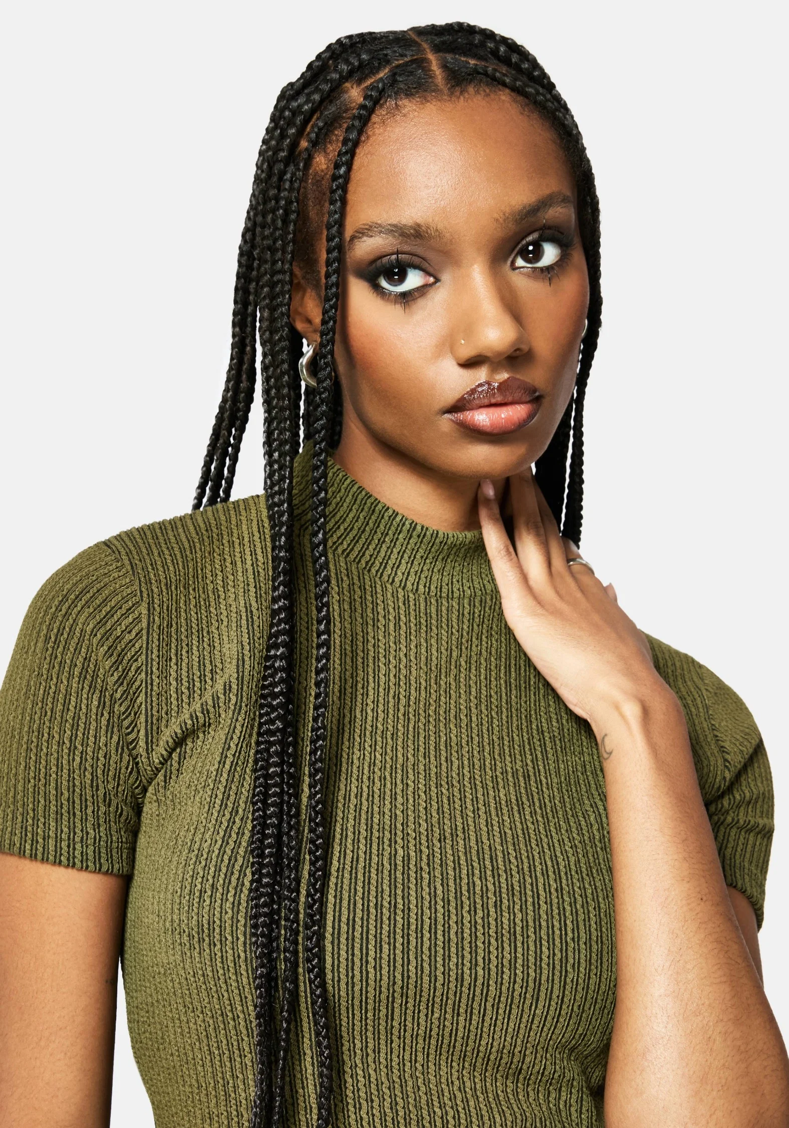 Bryony Striped Crop Top - Olive Green - Image 5