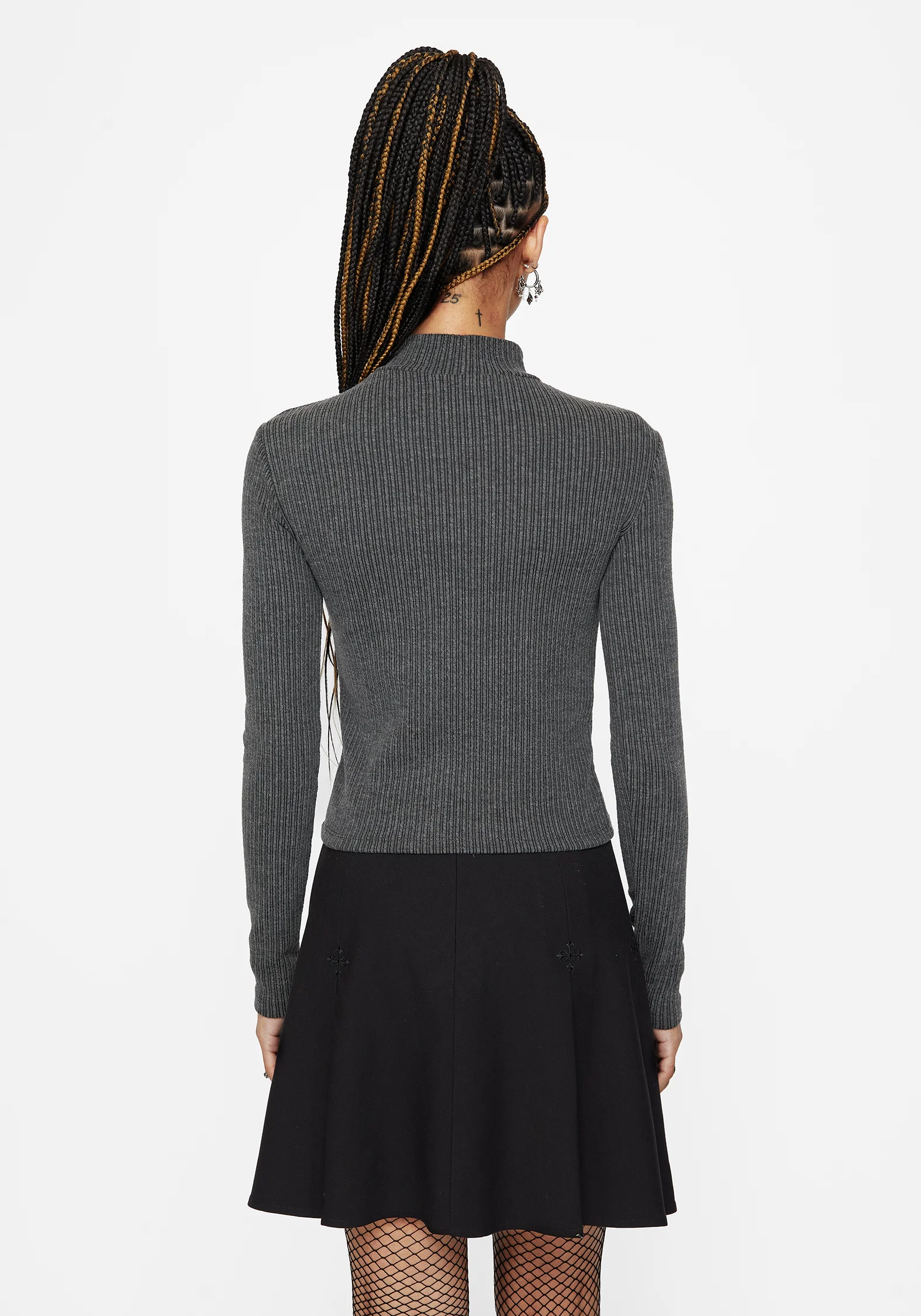 Bryony Striped Long Sleeve Crop Top - Image 3