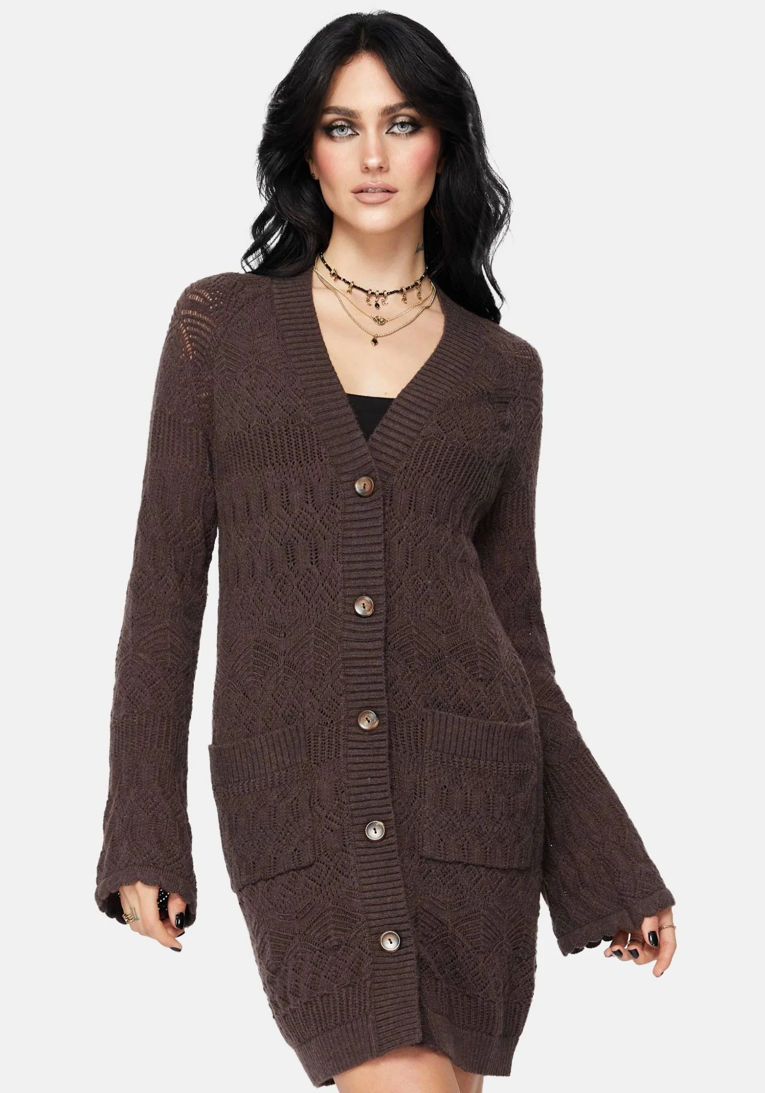 Cadmium Chunky Ribbed Longline Cardigan - Image 4