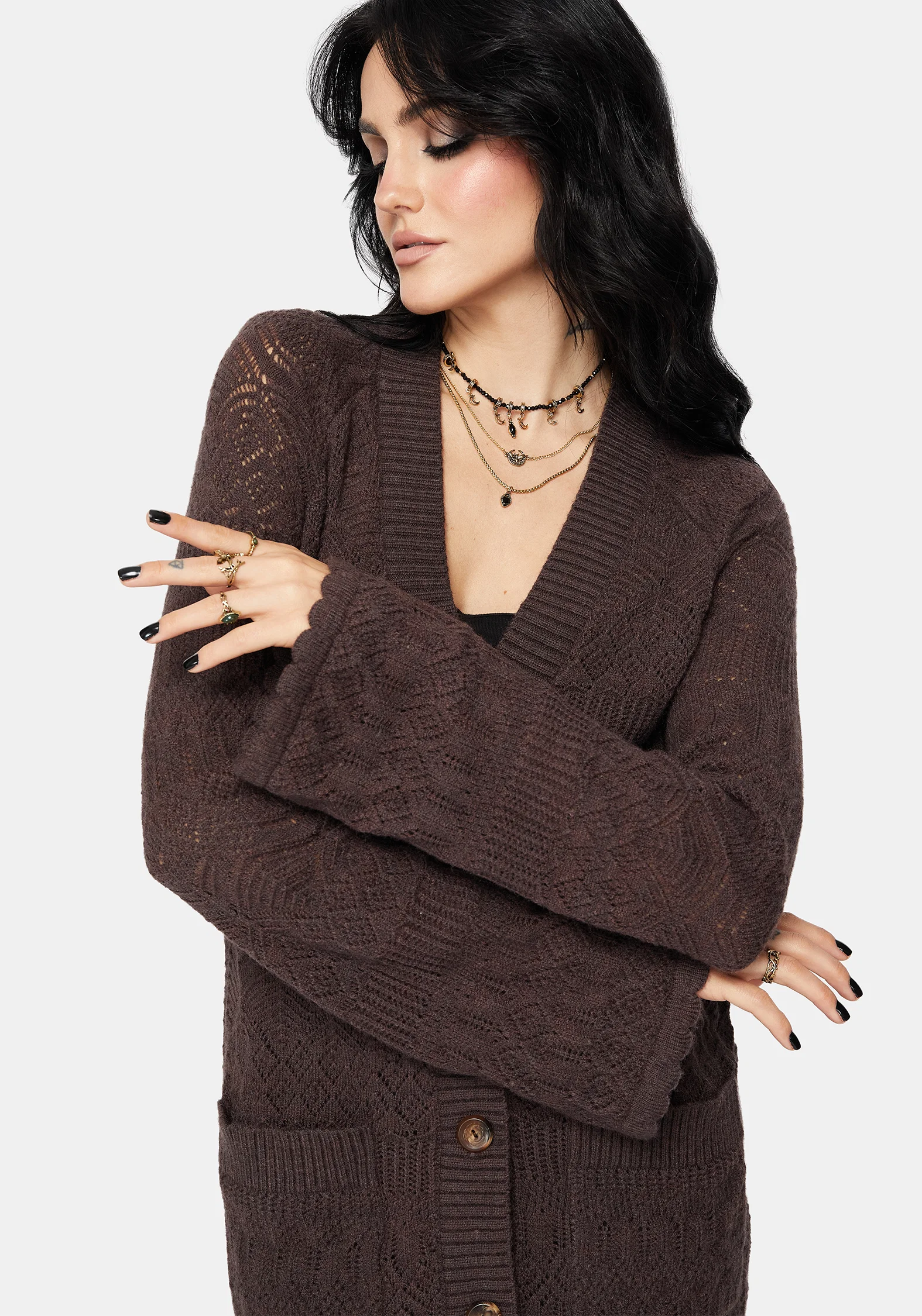 Cadmium Chunky Ribbed Longline Cardigan - Image 6